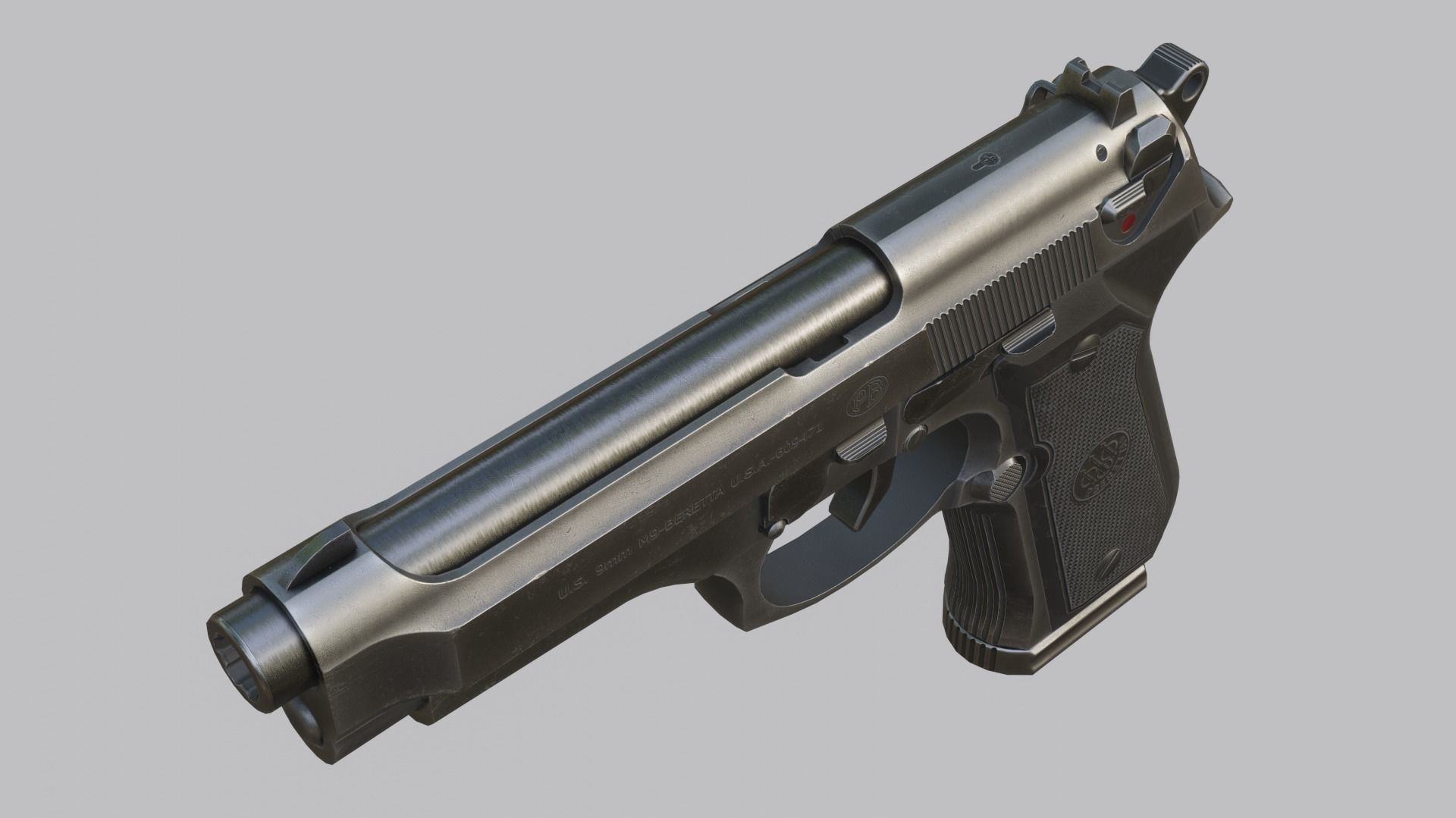 Beretta 92 Weapon Low-poly 3D model_2