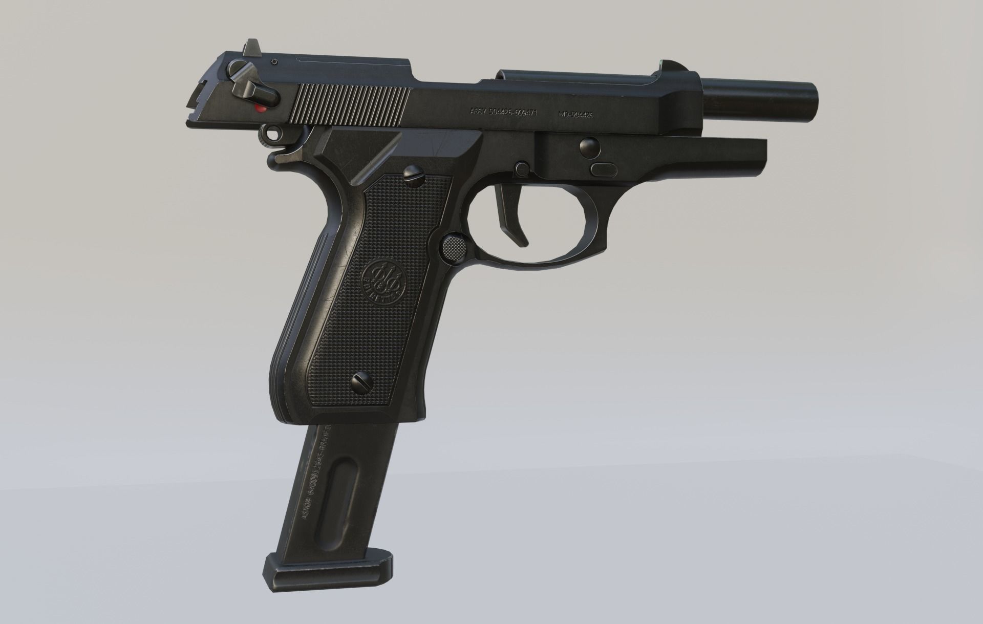 Beretta 92 Weapon Low-poly 3D model_10
