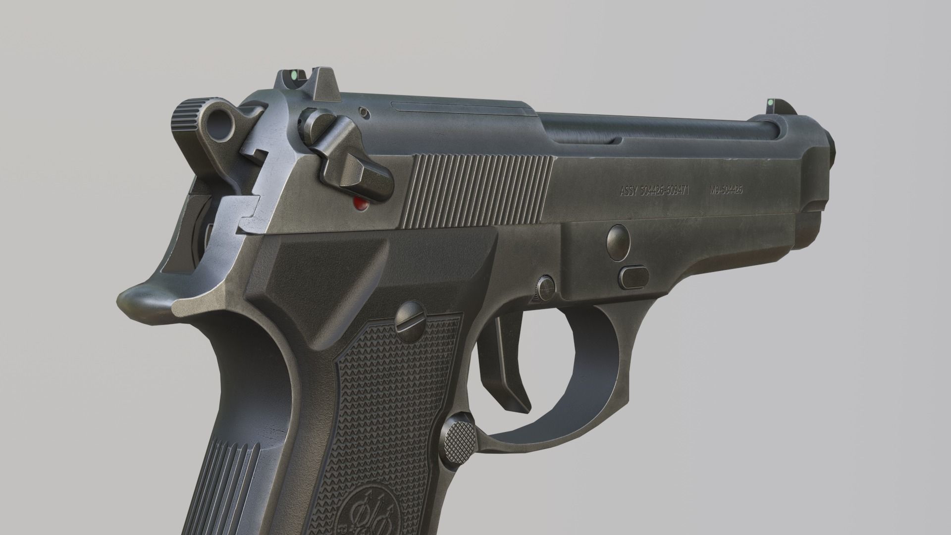 Beretta 92 Weapon Low-poly 3D model_4