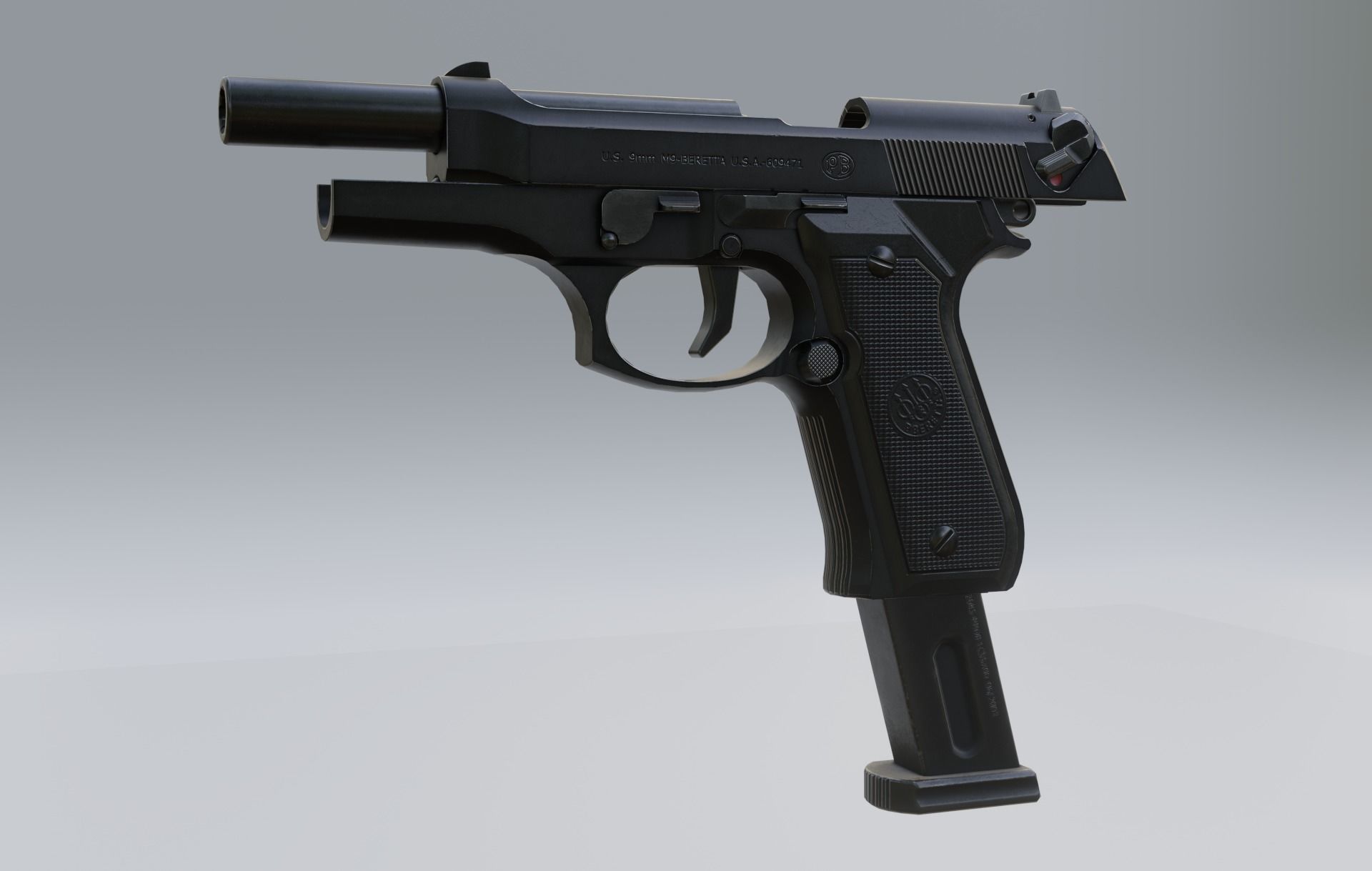 Beretta 92 Weapon Low-poly 3D model_11
