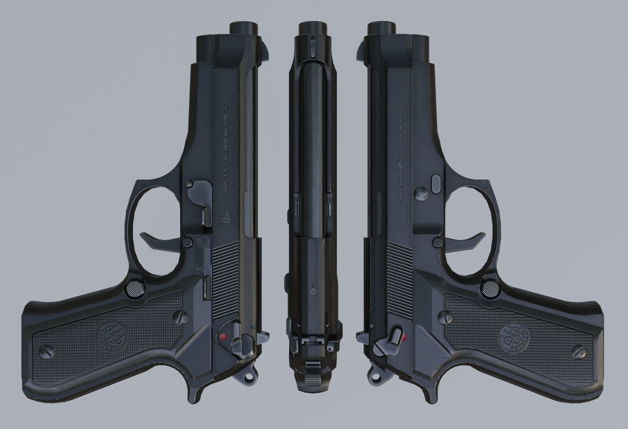 Beretta 92 Weapon Low-poly 3D model_12