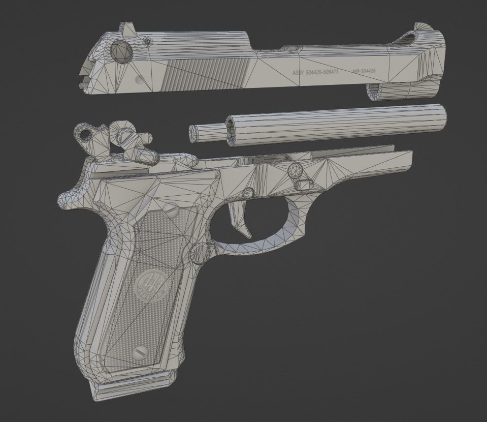 Beretta 92 Weapon Low-poly 3D model_14