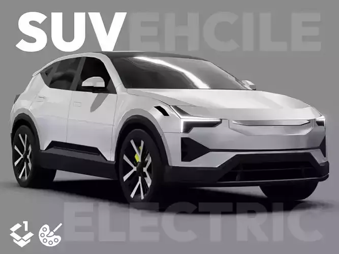 SUV electric car - low poly