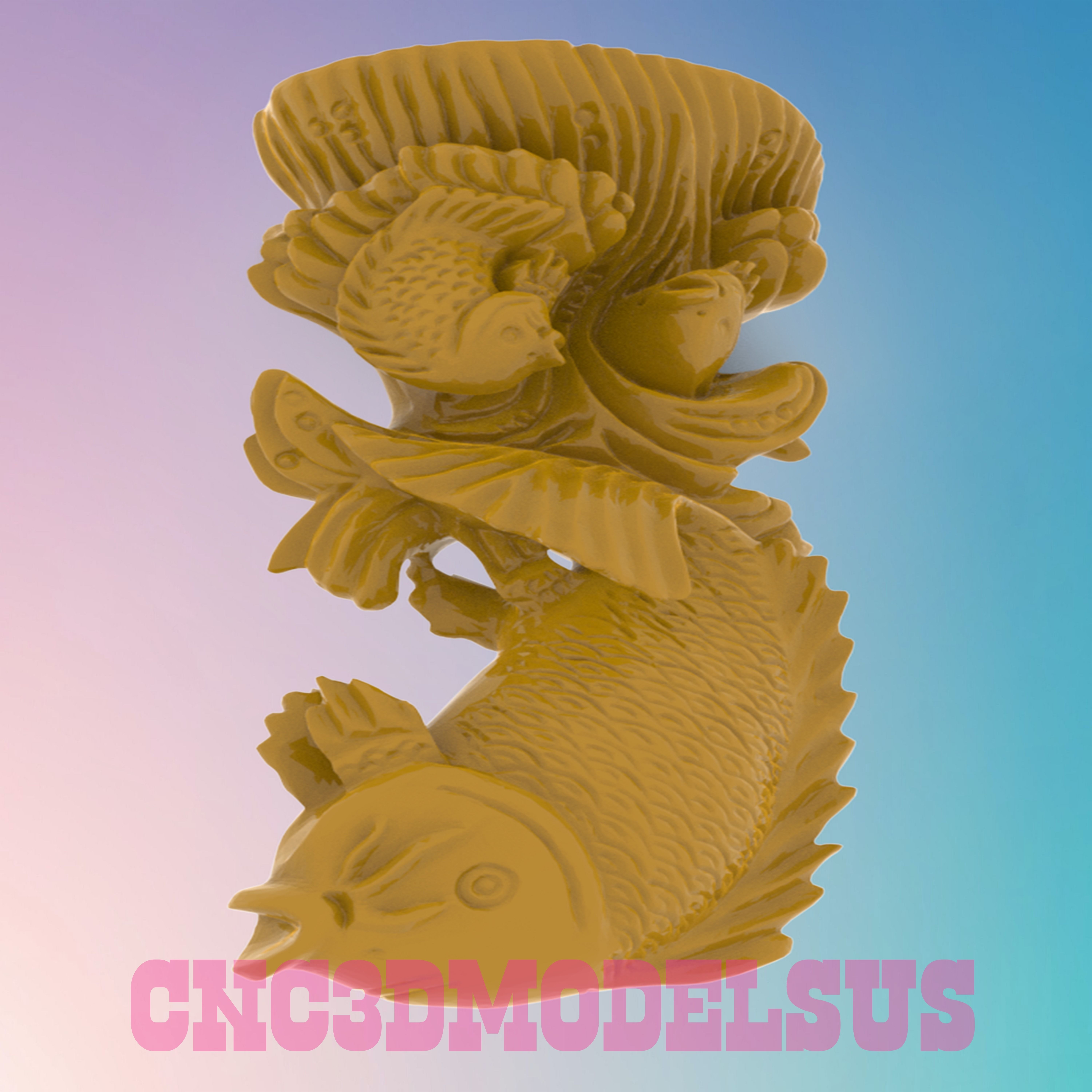 carp fish 3D MODEL STL FILE FOR CNC ROUTER LASER 3D print model_2