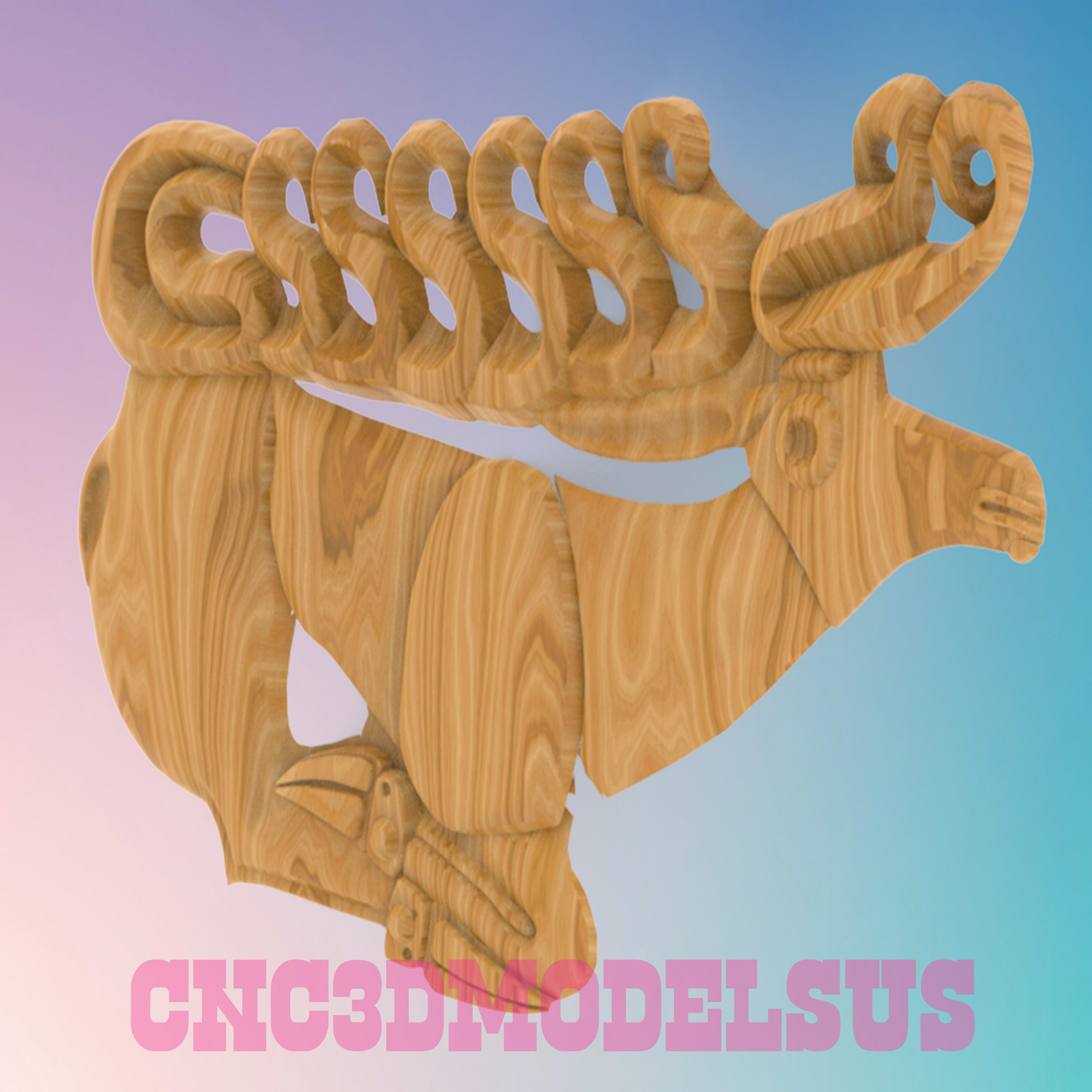 Golden Deer 3D MODEL STL FILE FOR CNC ROUTER LASER 3D print model_1