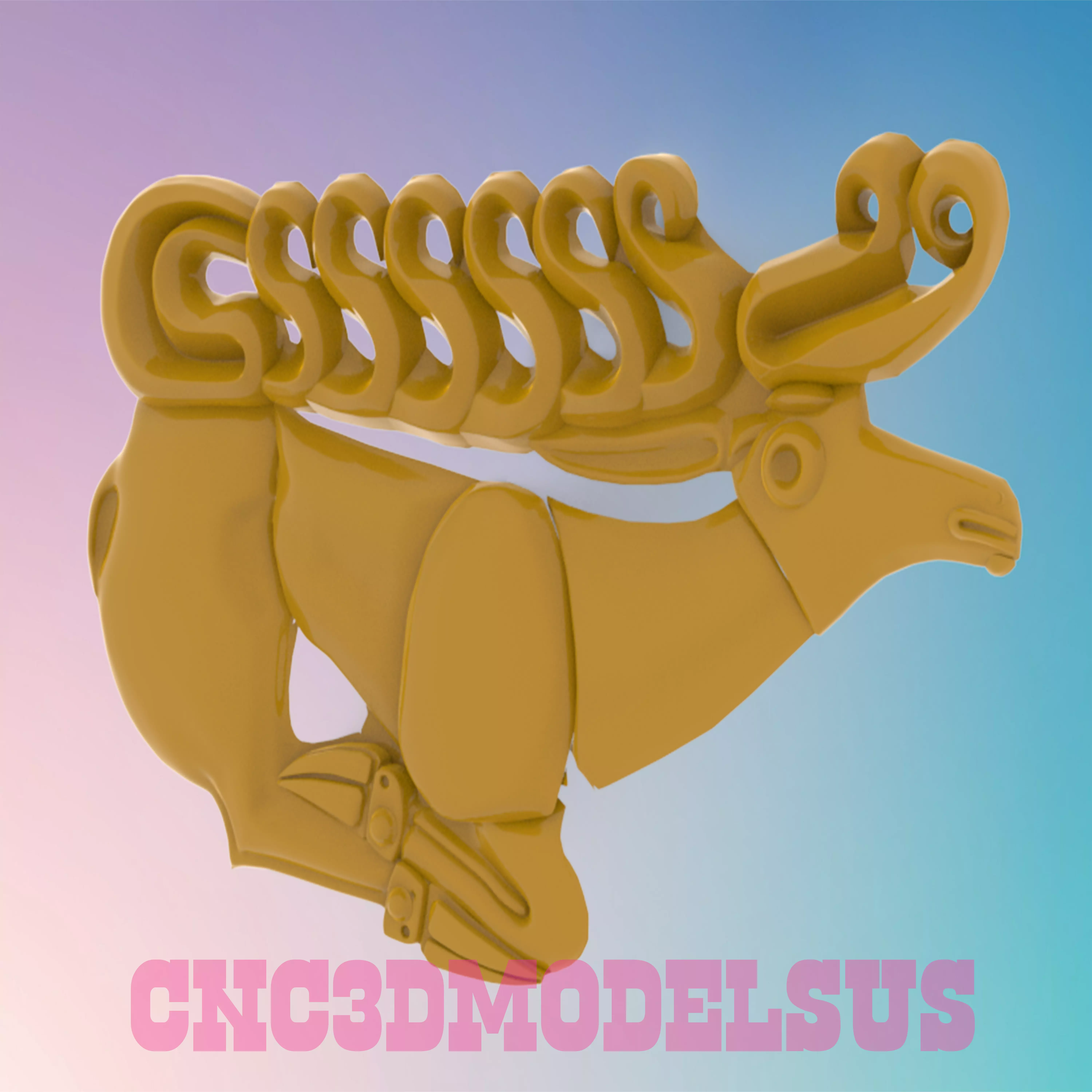 Golden Deer 3D MODEL STL FILE FOR CNC ROUTER LASER 3D print model_0