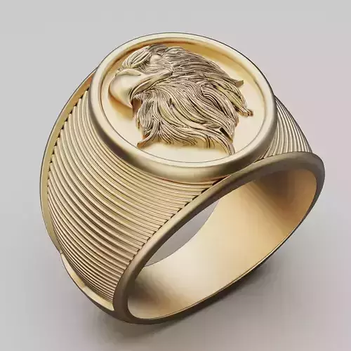 Eagle ring silver gold sterling printable jewelry 3D model
