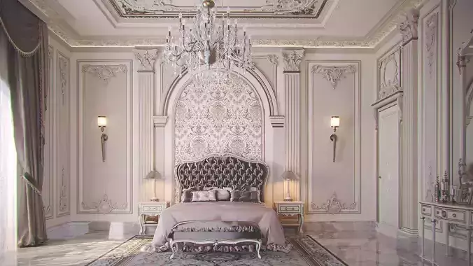 Luxury Classic Bedroom - Corona Rendered 3D model