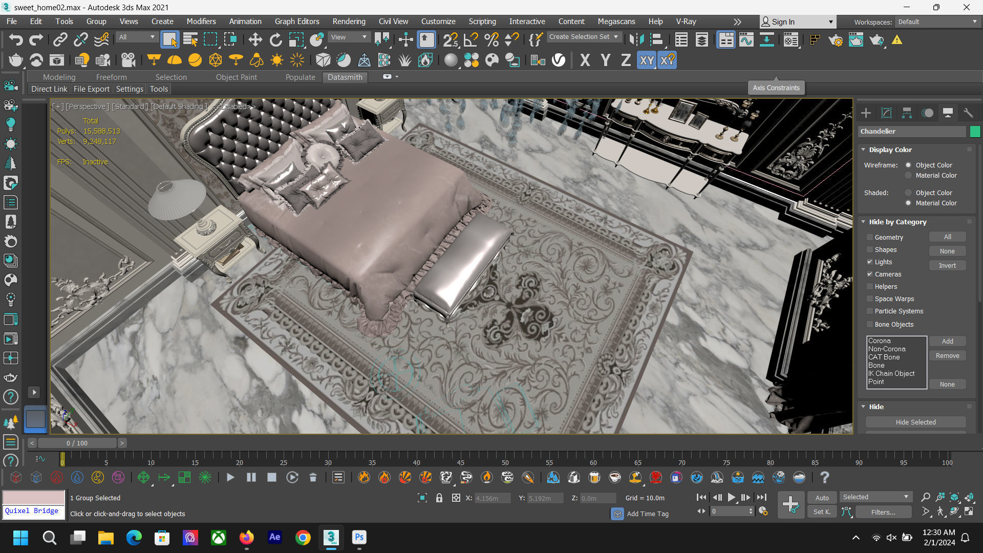 Luxury Classic Bedroom - Corona Rendered 3D model_4
