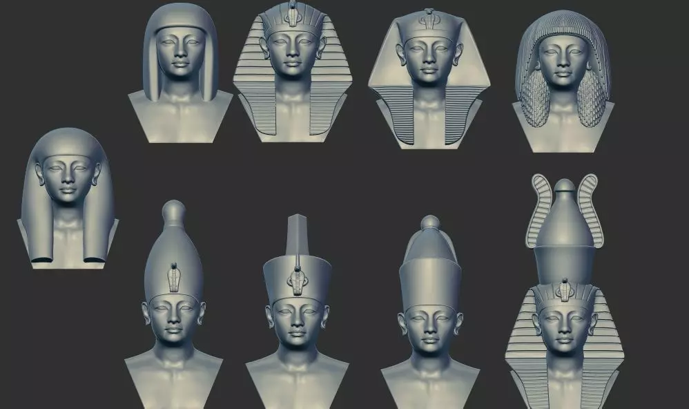 Ancient Egyptian pharaoh multi heads crowns 3d printable model 3D print model_0