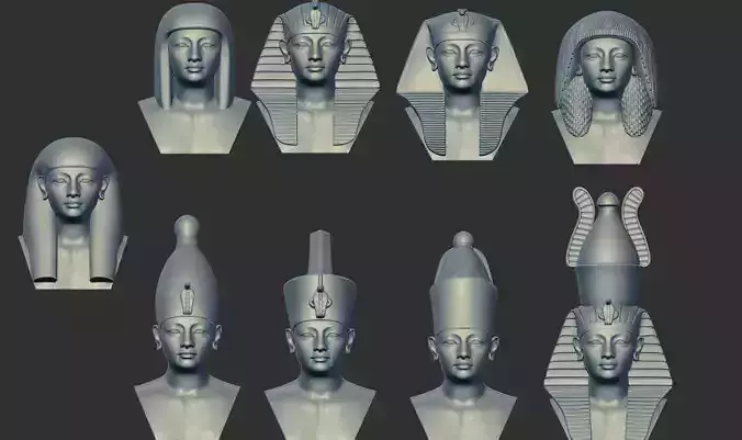 Ancient Egyptian pharaoh multi heads crowns 3d printable model