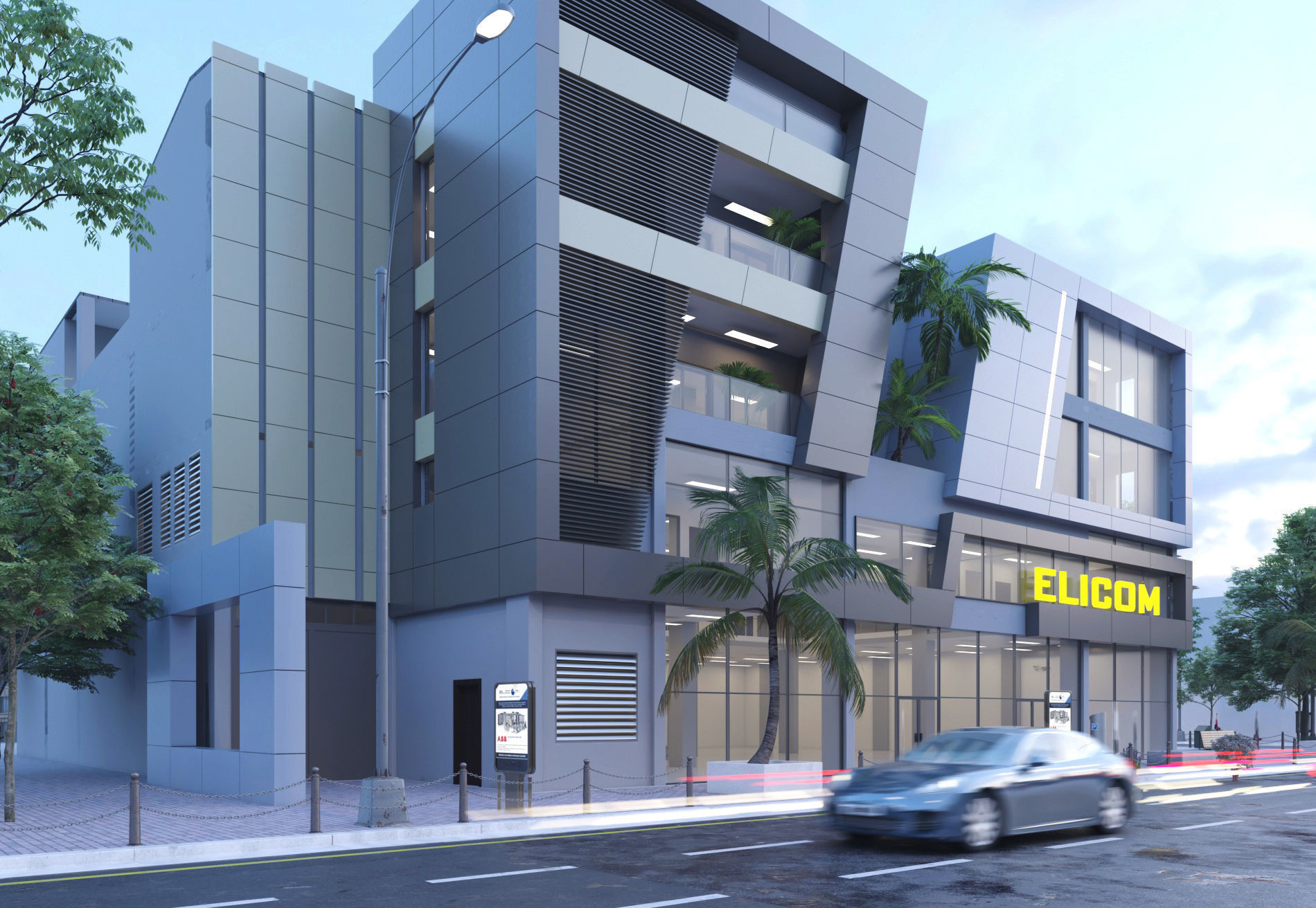 Commercial building 3D exterior Scene 3D model_1