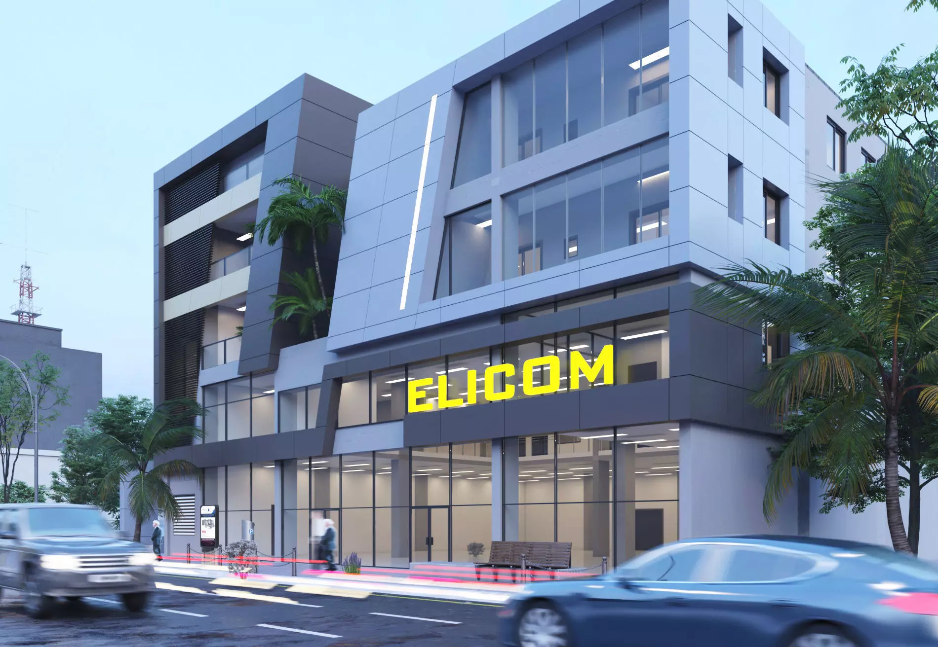 Commercial building 3D exterior Scene 3D model_0