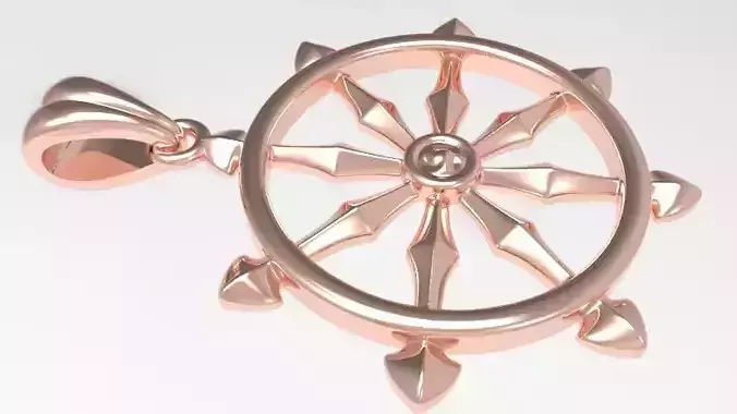 Buddhism Dharma chakra Dharma Wheel Pendant Necklace