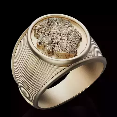 Lion ring silver gold sterling printable jewelry 3D model