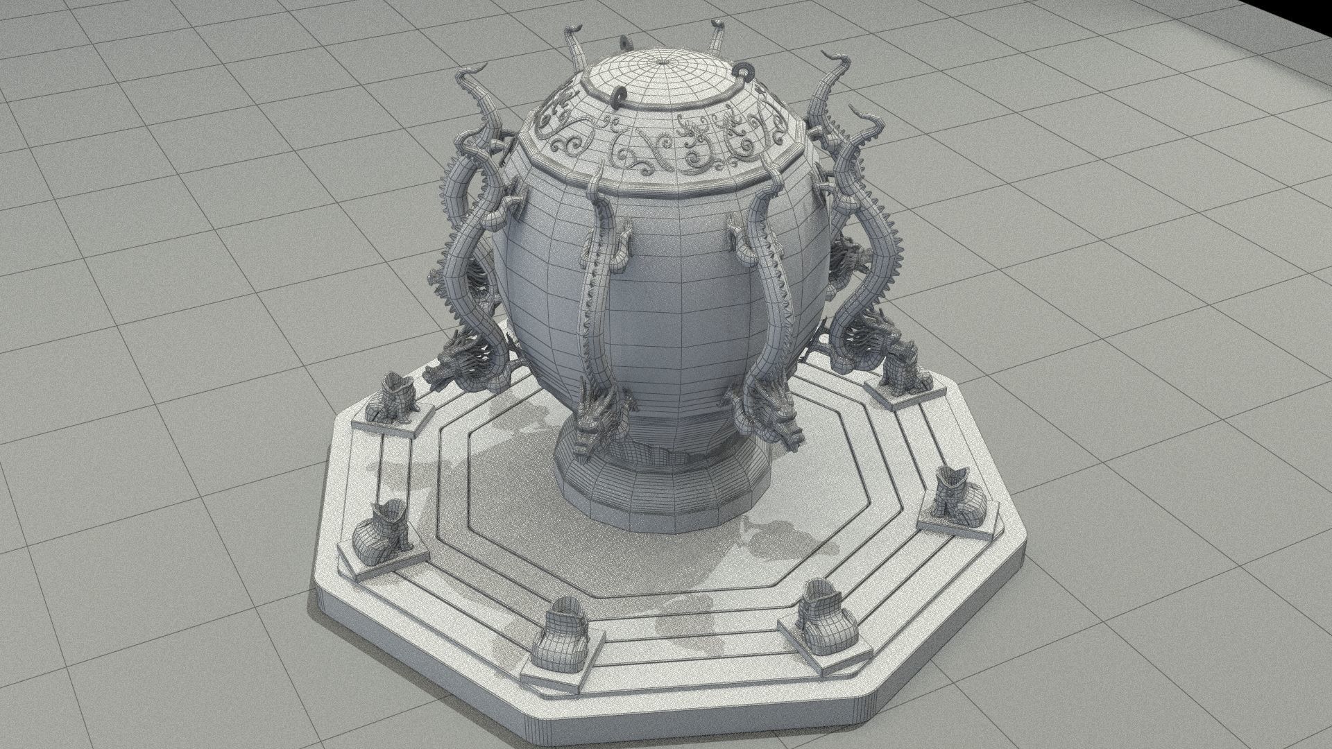 Chinese gold bronze burner 3D model_6