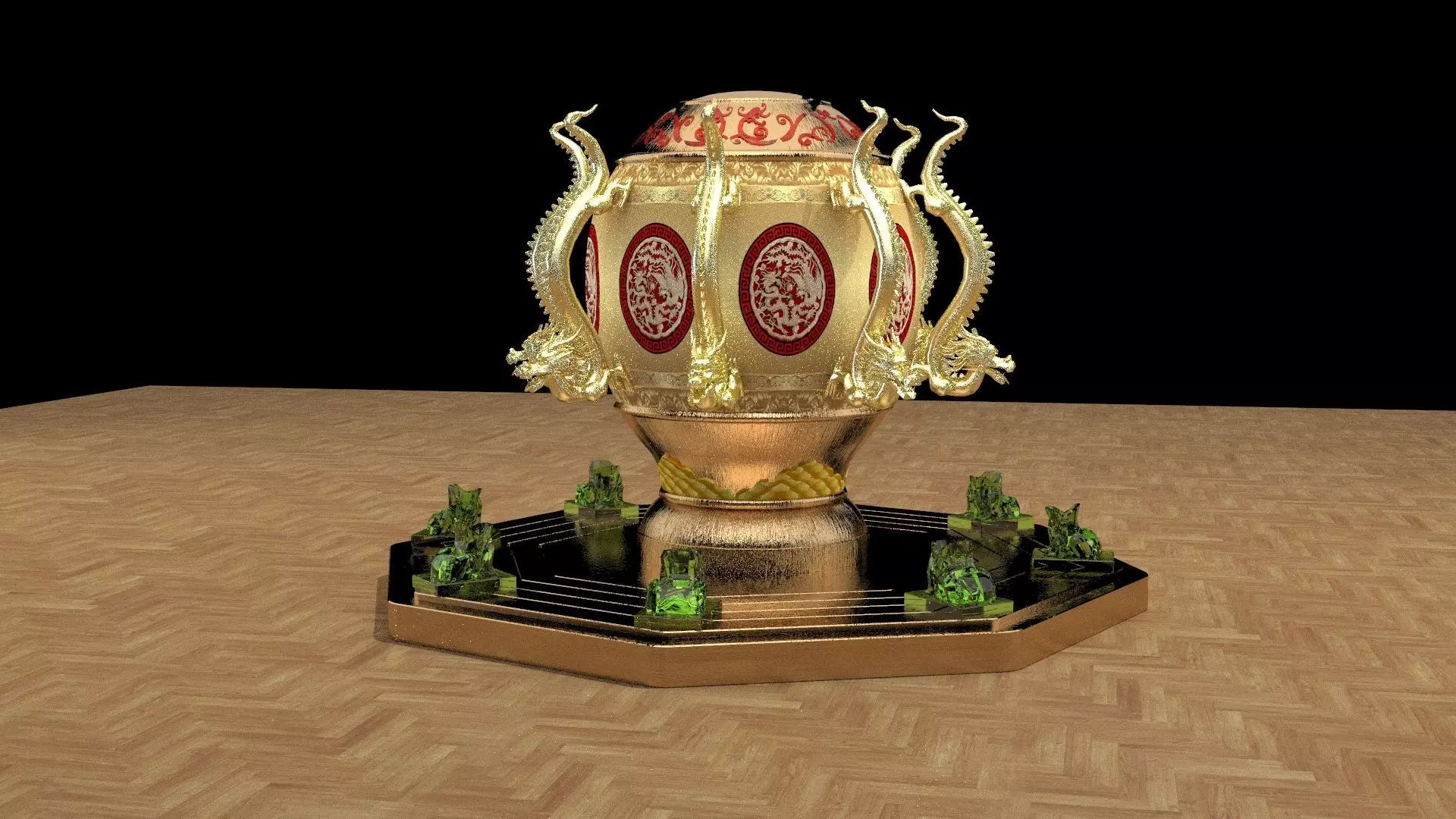 Chinese gold bronze burner 3D model_0