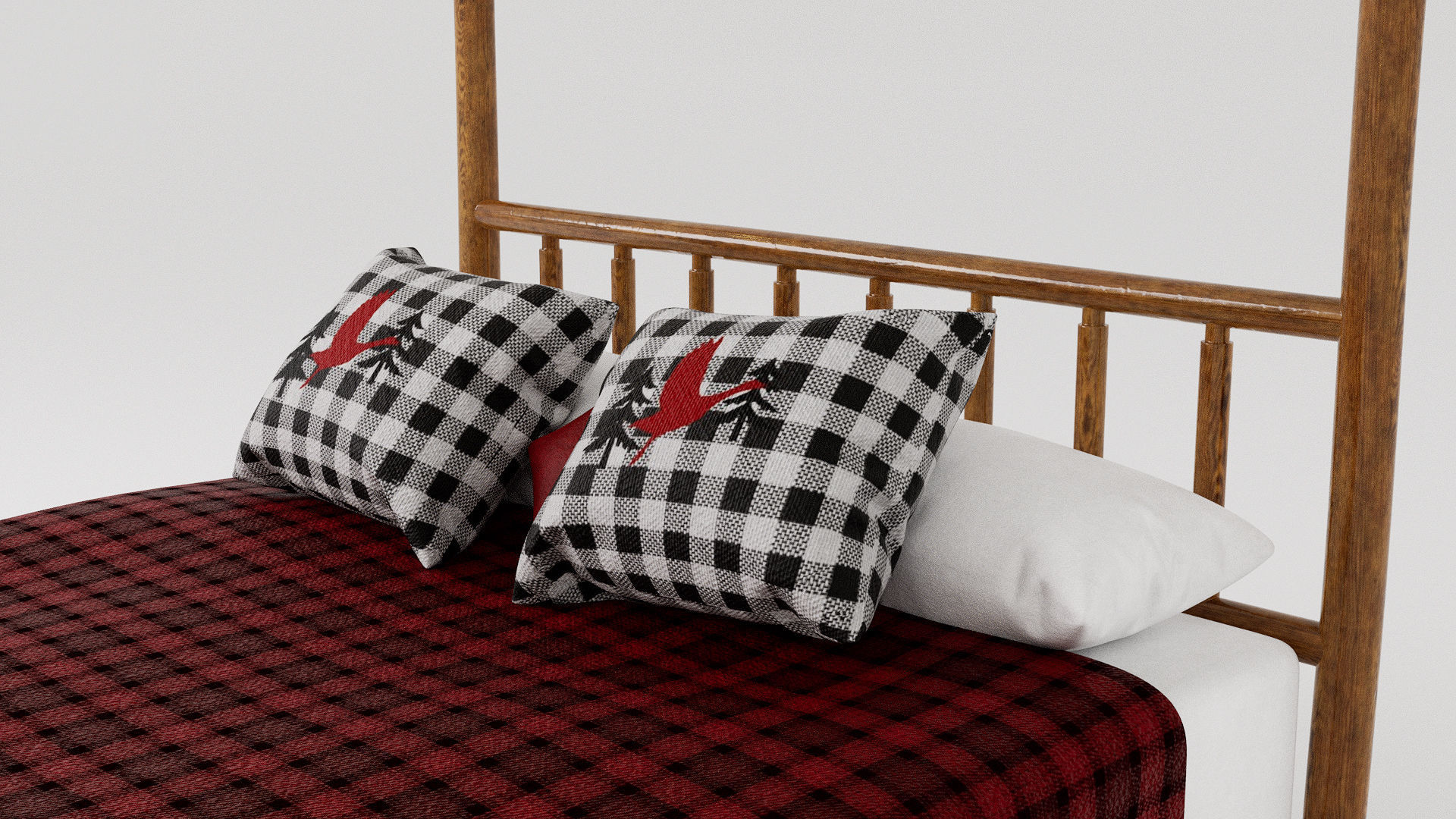 Rustic Double Bed 3D model_6