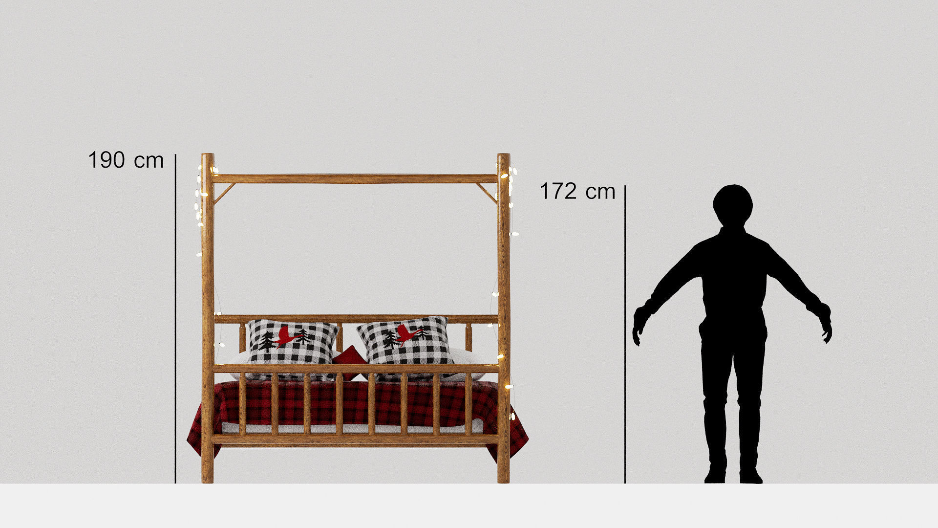 Rustic Double Bed 3D model_7
