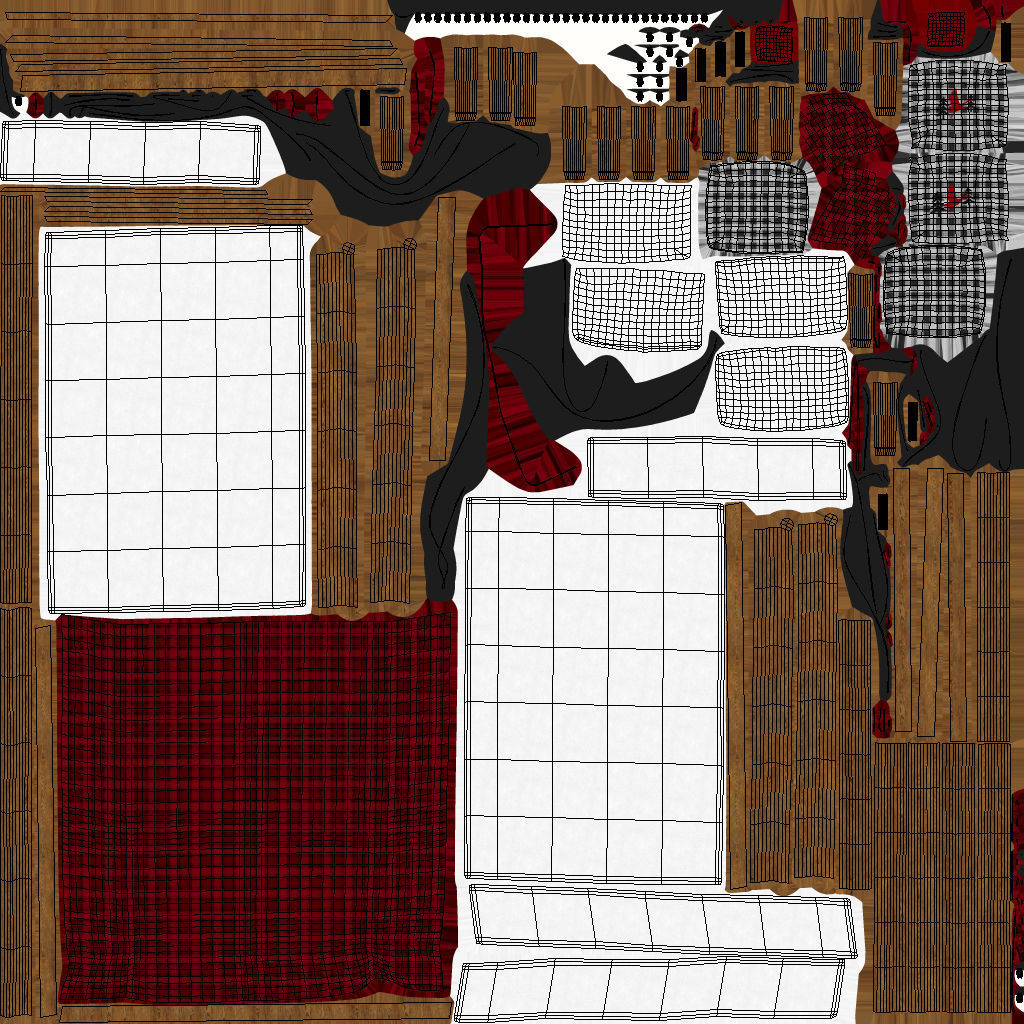 Rustic Double Bed 3D model_9