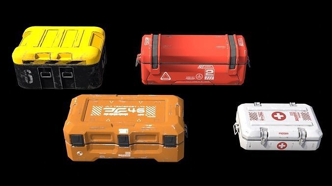 Box collection Low-poly 3D model