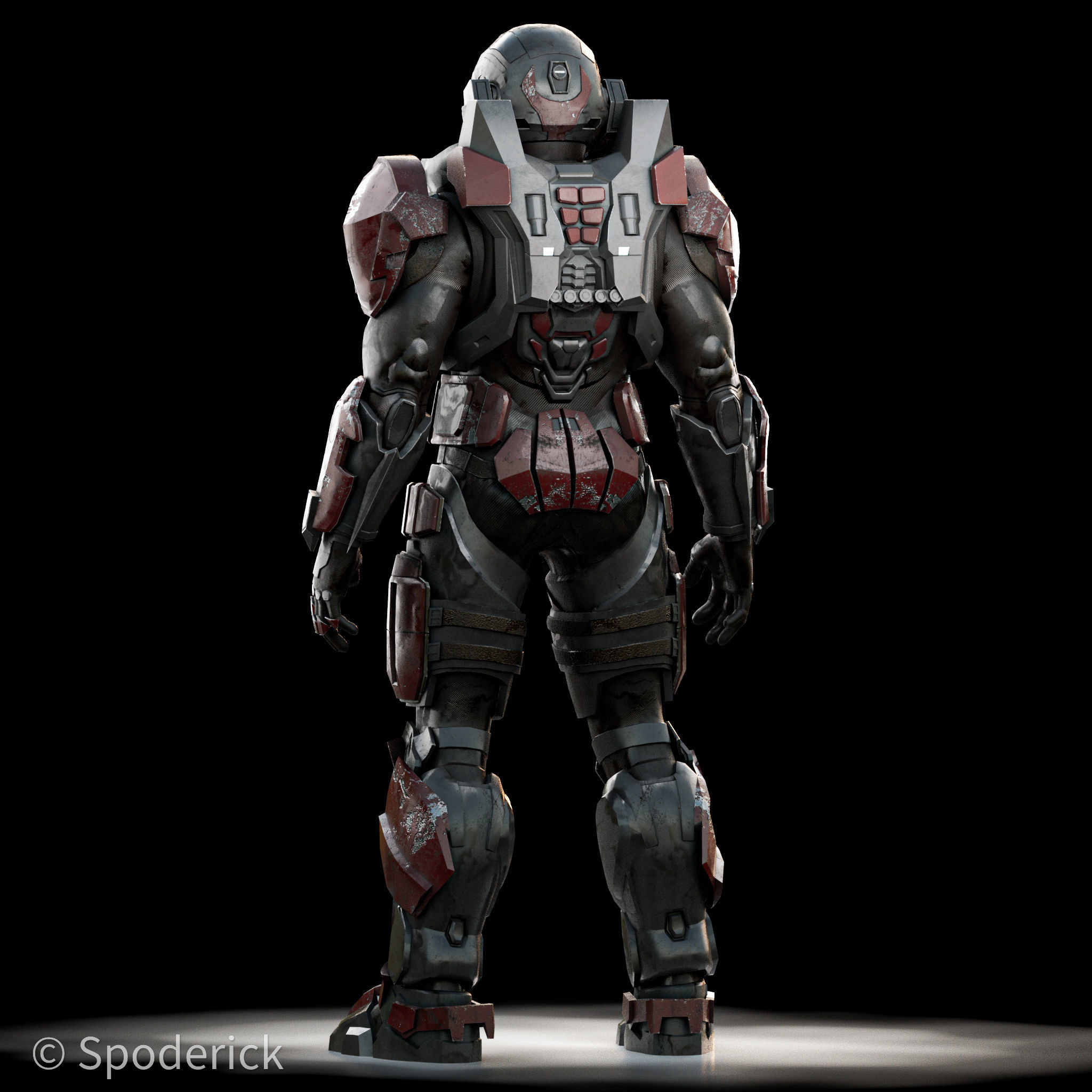 Scifi Red Armor 3D model_3