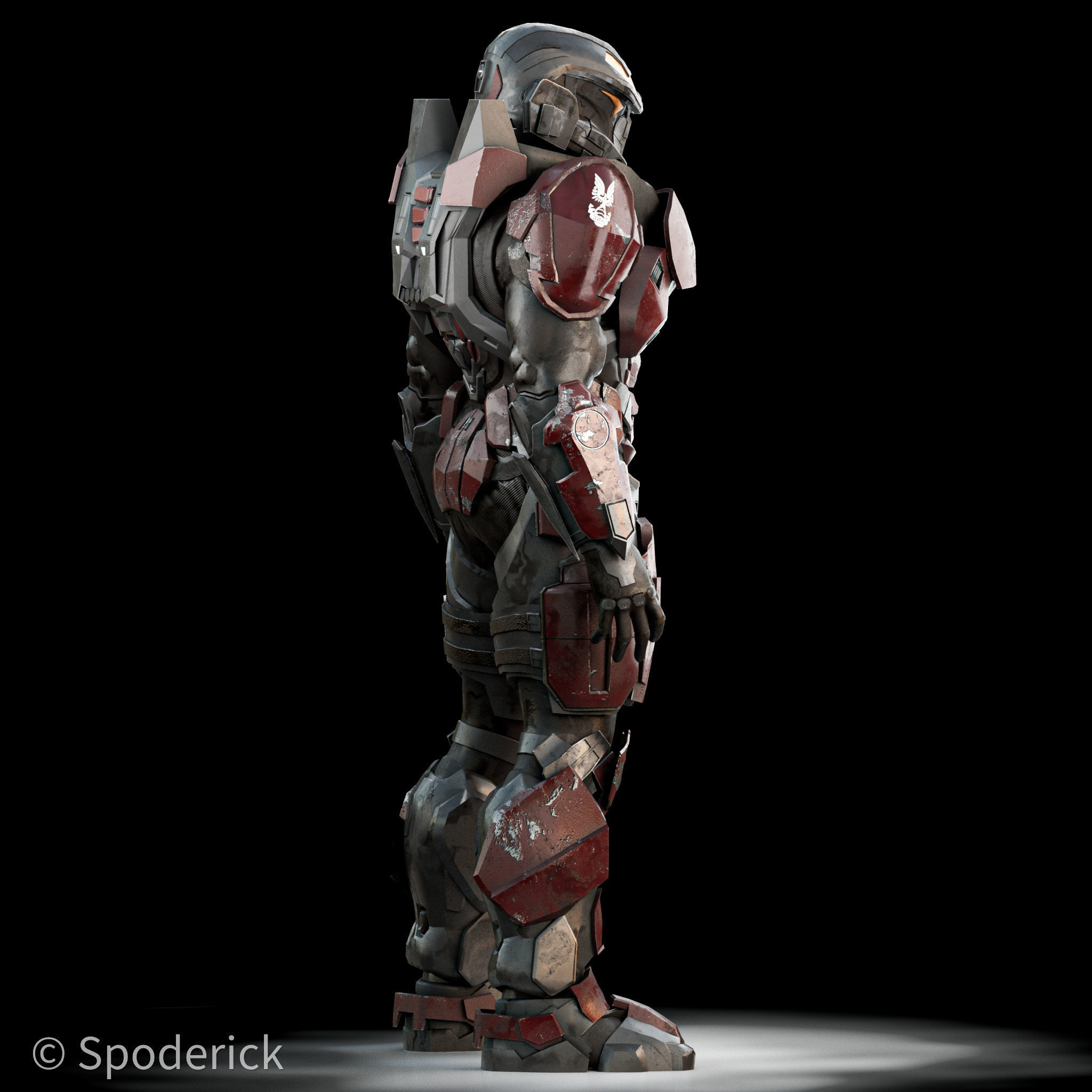 Scifi Red Armor 3D model_6