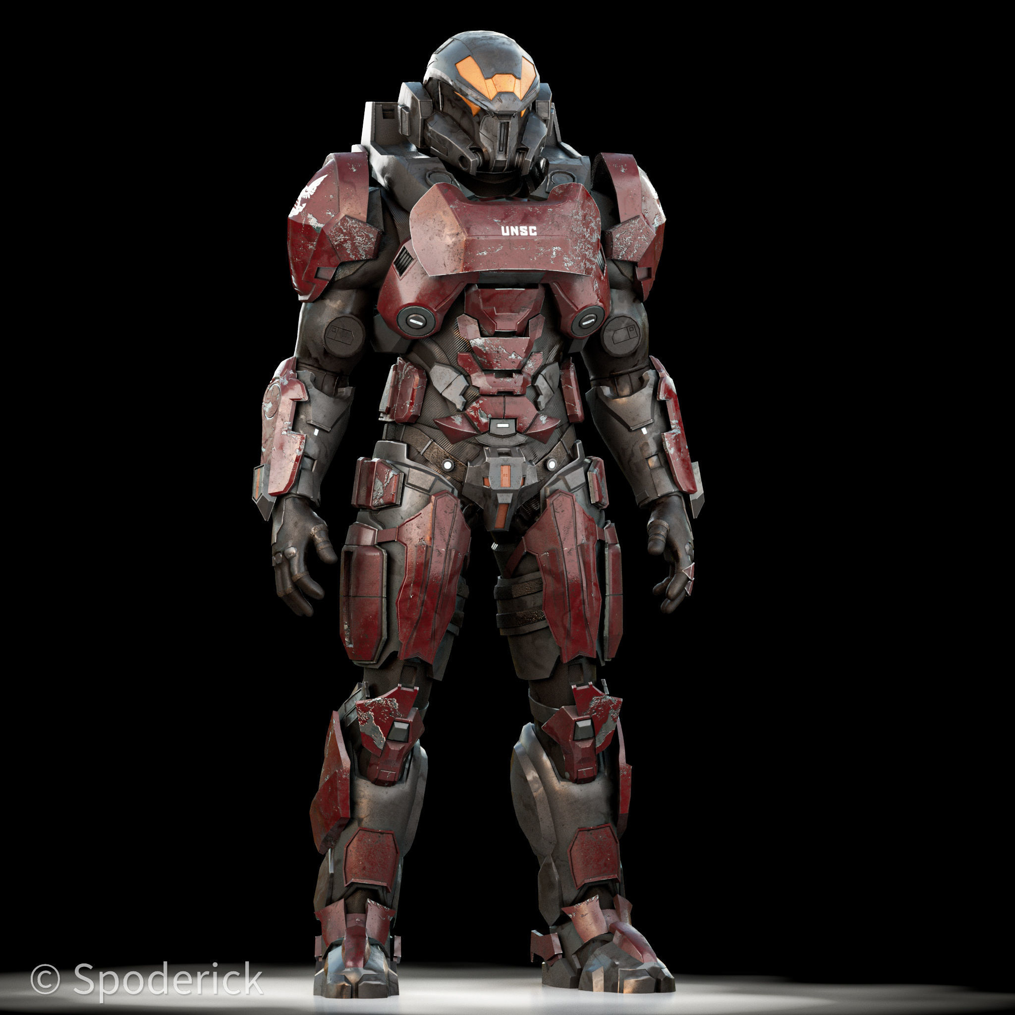 Scifi Red Armor 3D model_4