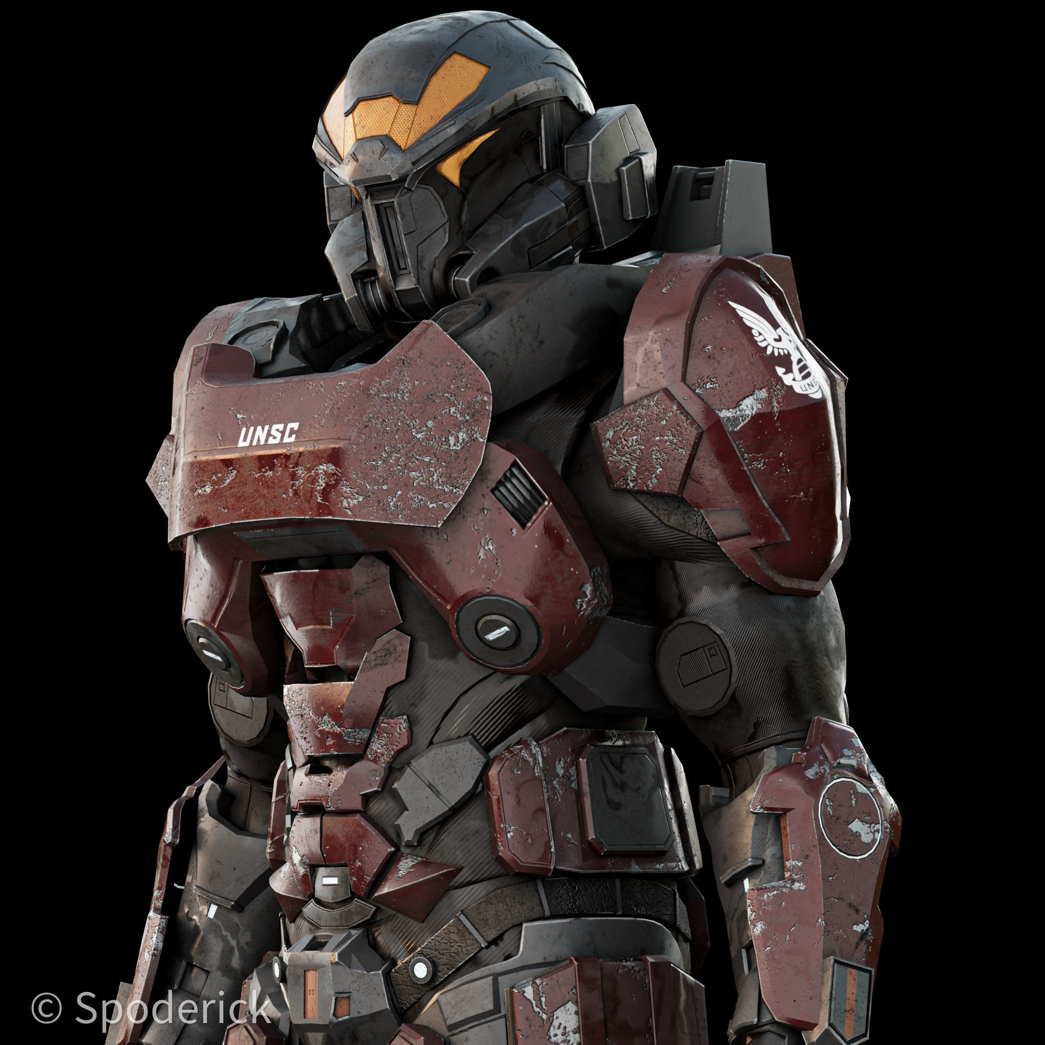 Scifi Red Armor 3D model_1