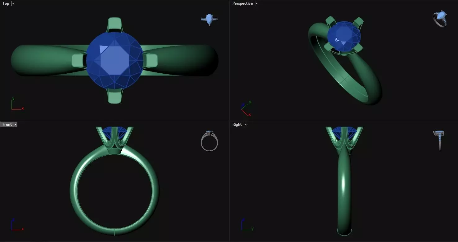 4 Prong Reverse Tapered Engagement Ring 3D print model