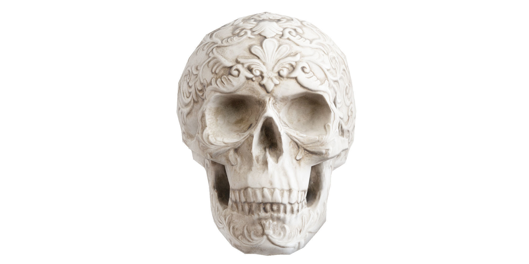 Flower Ornament Skull Low-poly 3D model_1