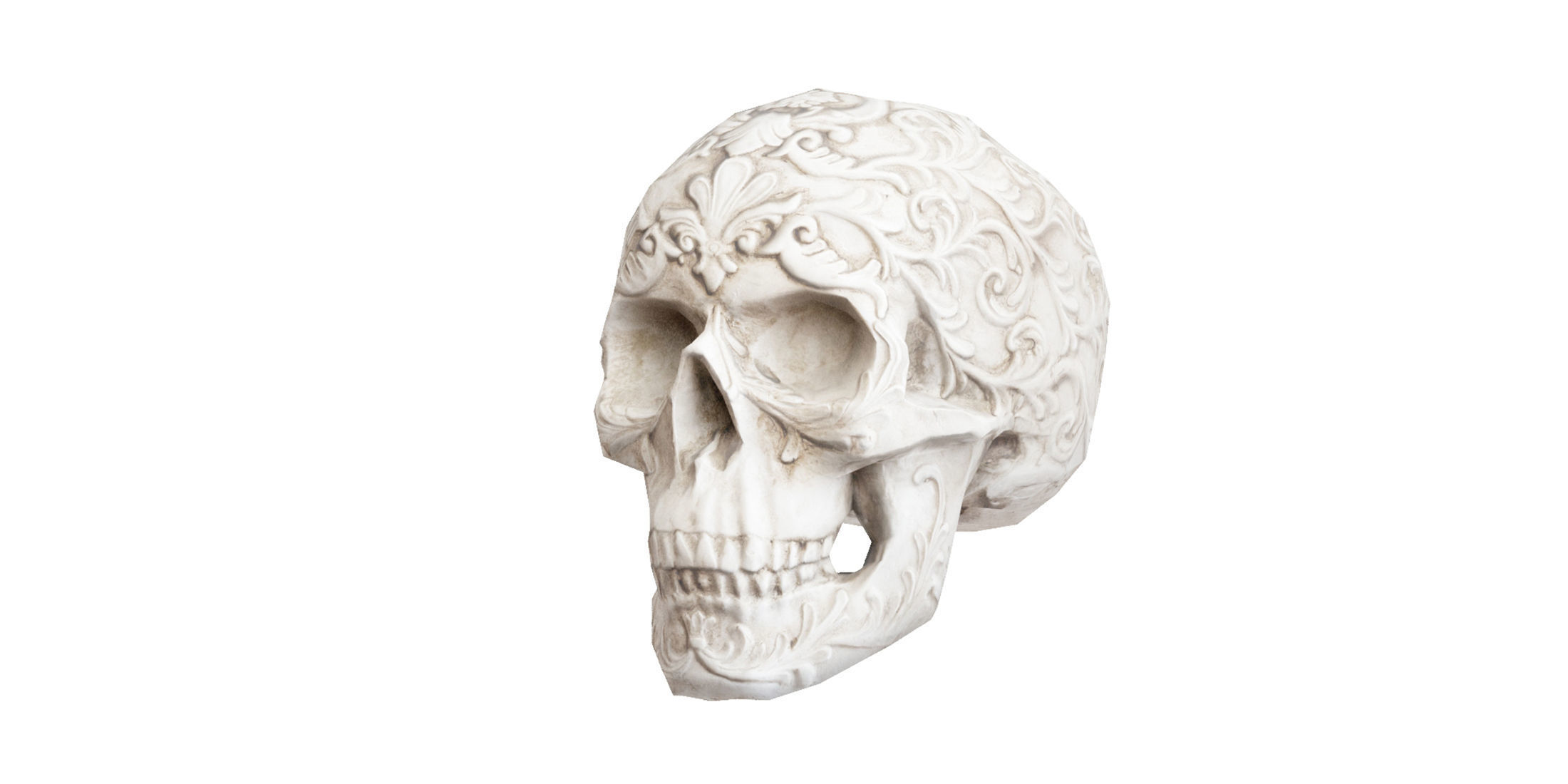 Flower Ornament Skull Low-poly 3D model_2