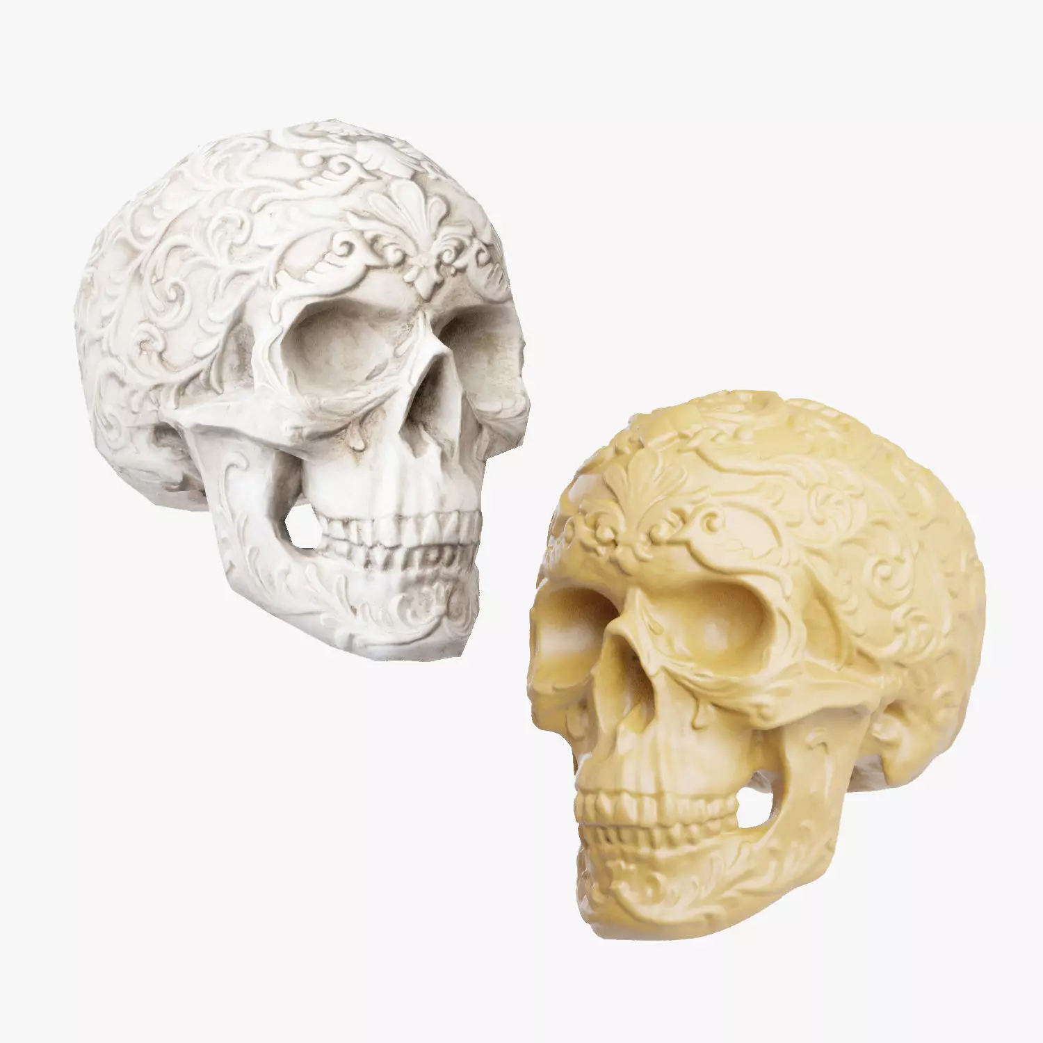 Flower Ornament Skull Low-poly 3D model_0