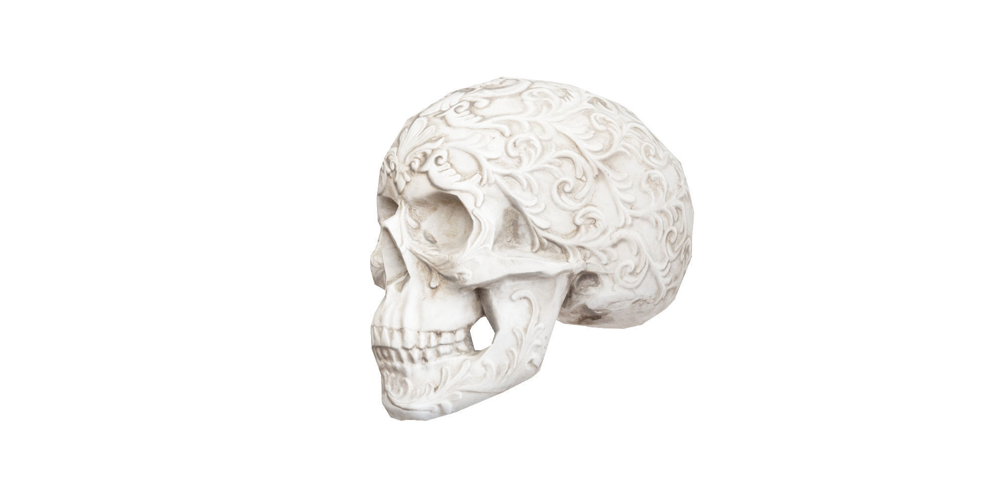 Flower Ornament Skull Low-poly 3D model_3