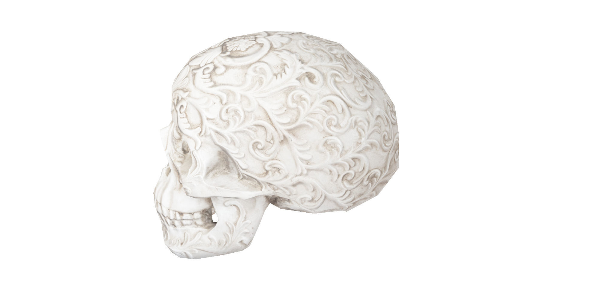 Flower Ornament Skull Low-poly 3D model_5