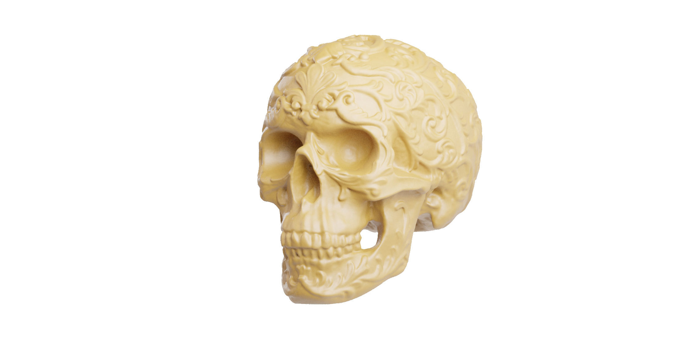 Flower Ornament Skull Low-poly 3D model_10