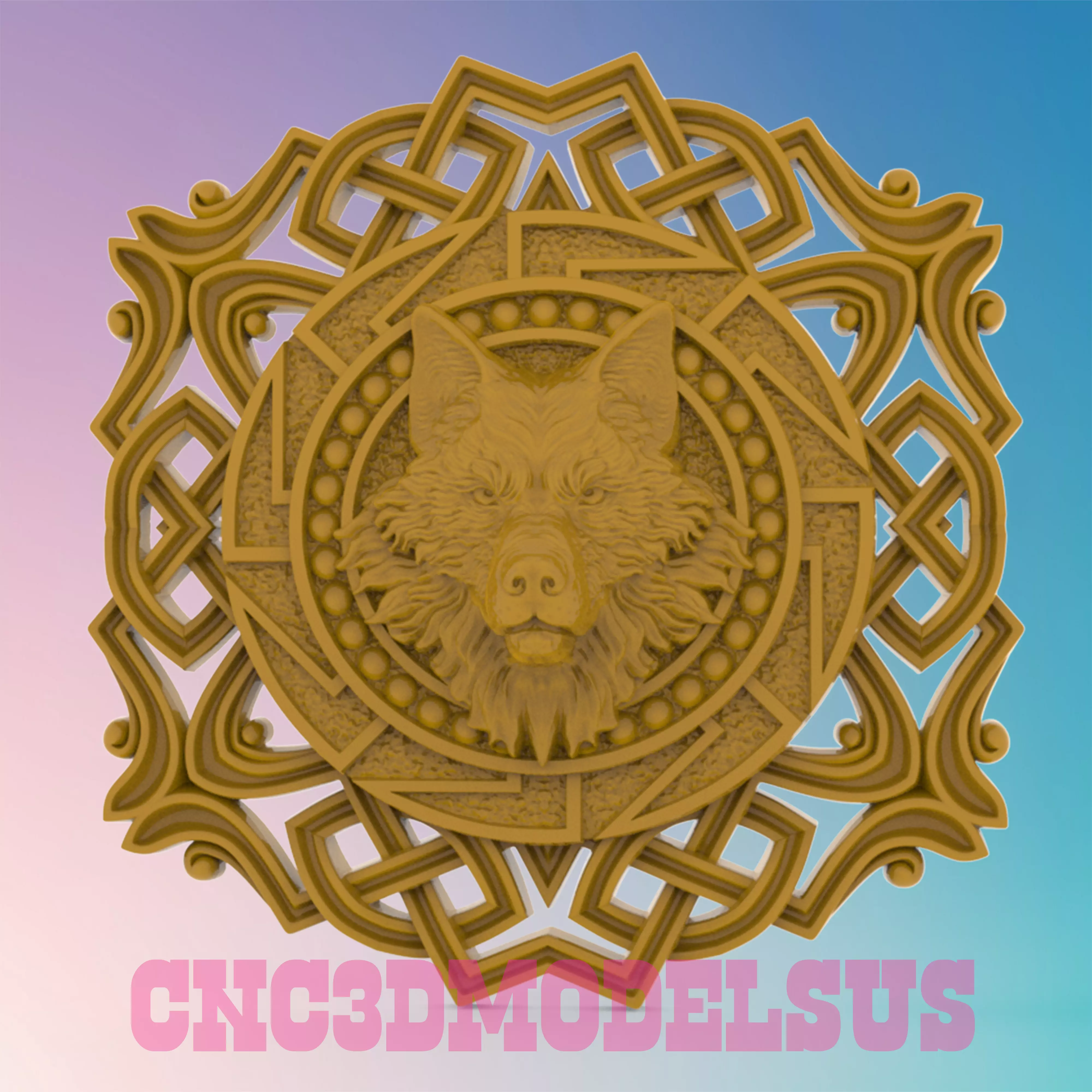 Wolf in Celtic pattern 3D STL MODELS WALL DECOR 3D print model