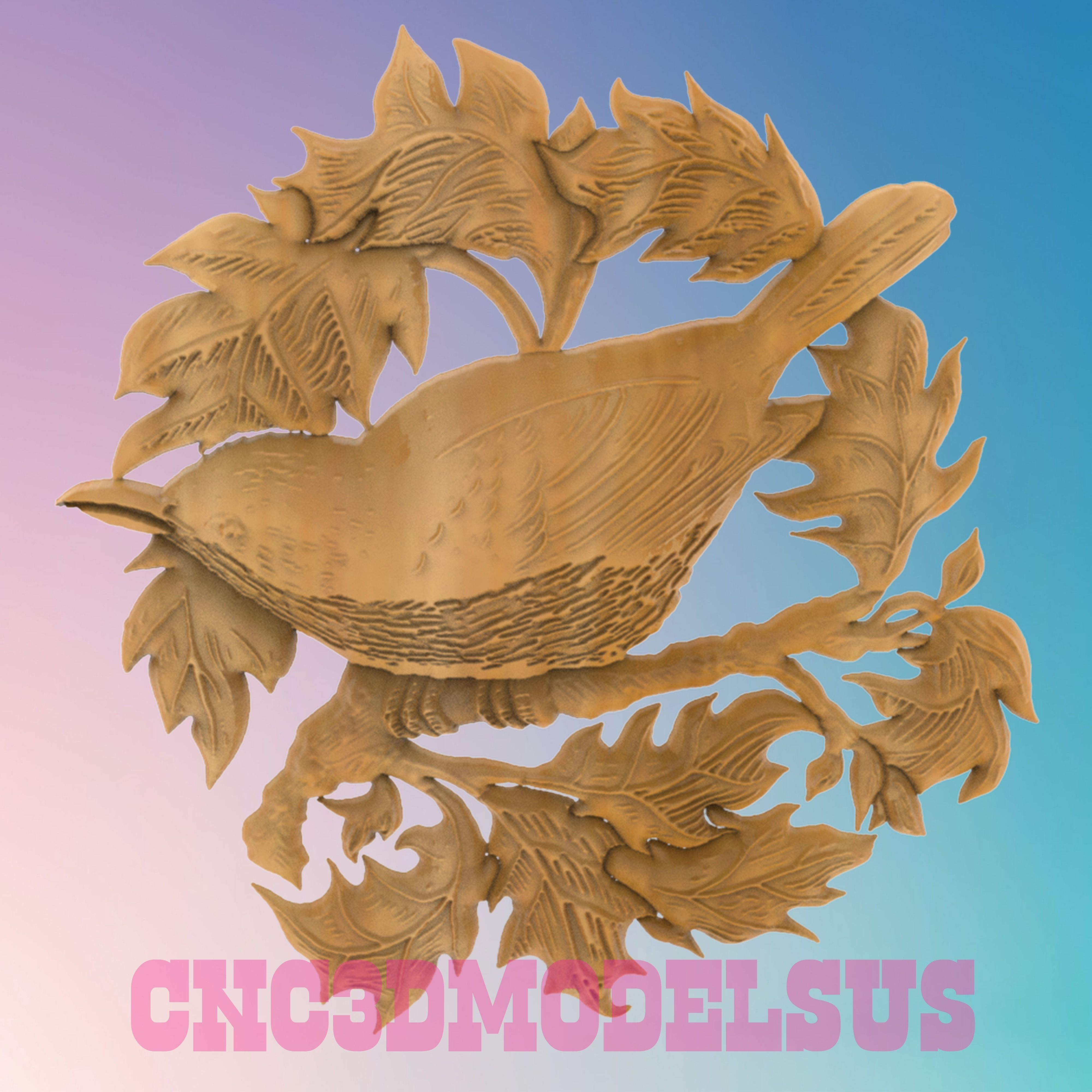 Bird on a branch 3D MODEL STL FILE FOR CNC ROUTER LASER 3D print model_1