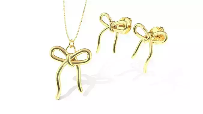 Bow Stud and Pendant