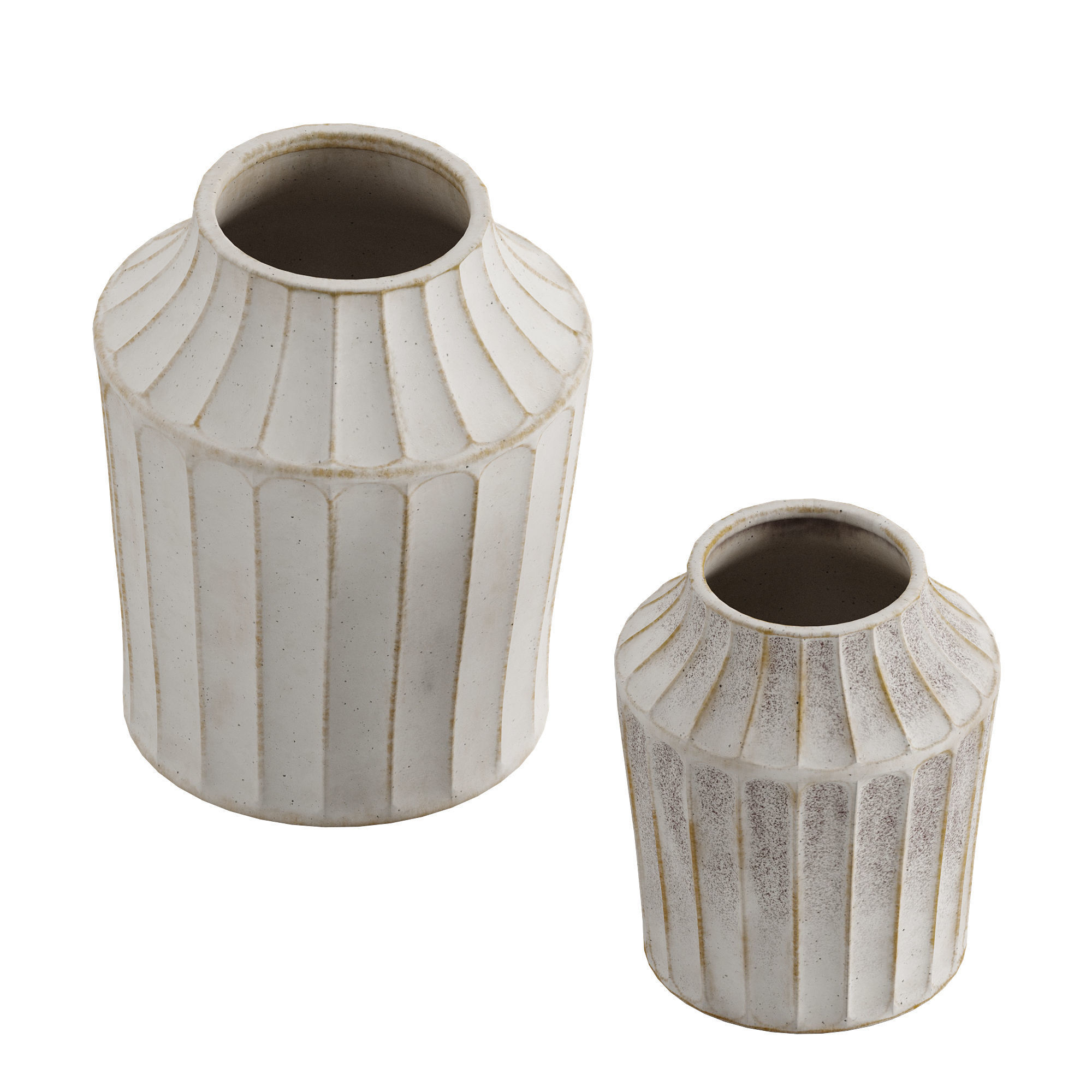 Reagan Ribbed White Vase 3D model_1