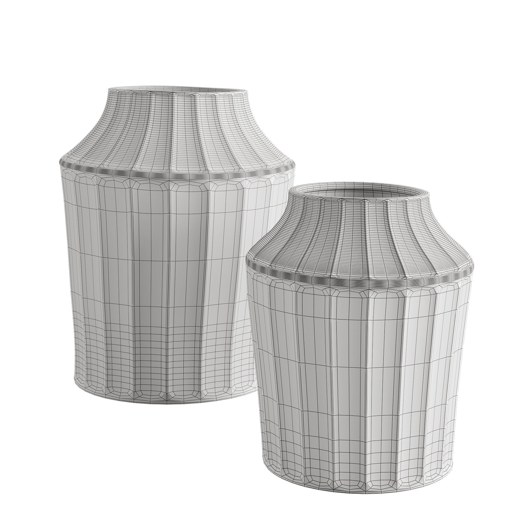Reagan Ribbed White Vase 3D model_2