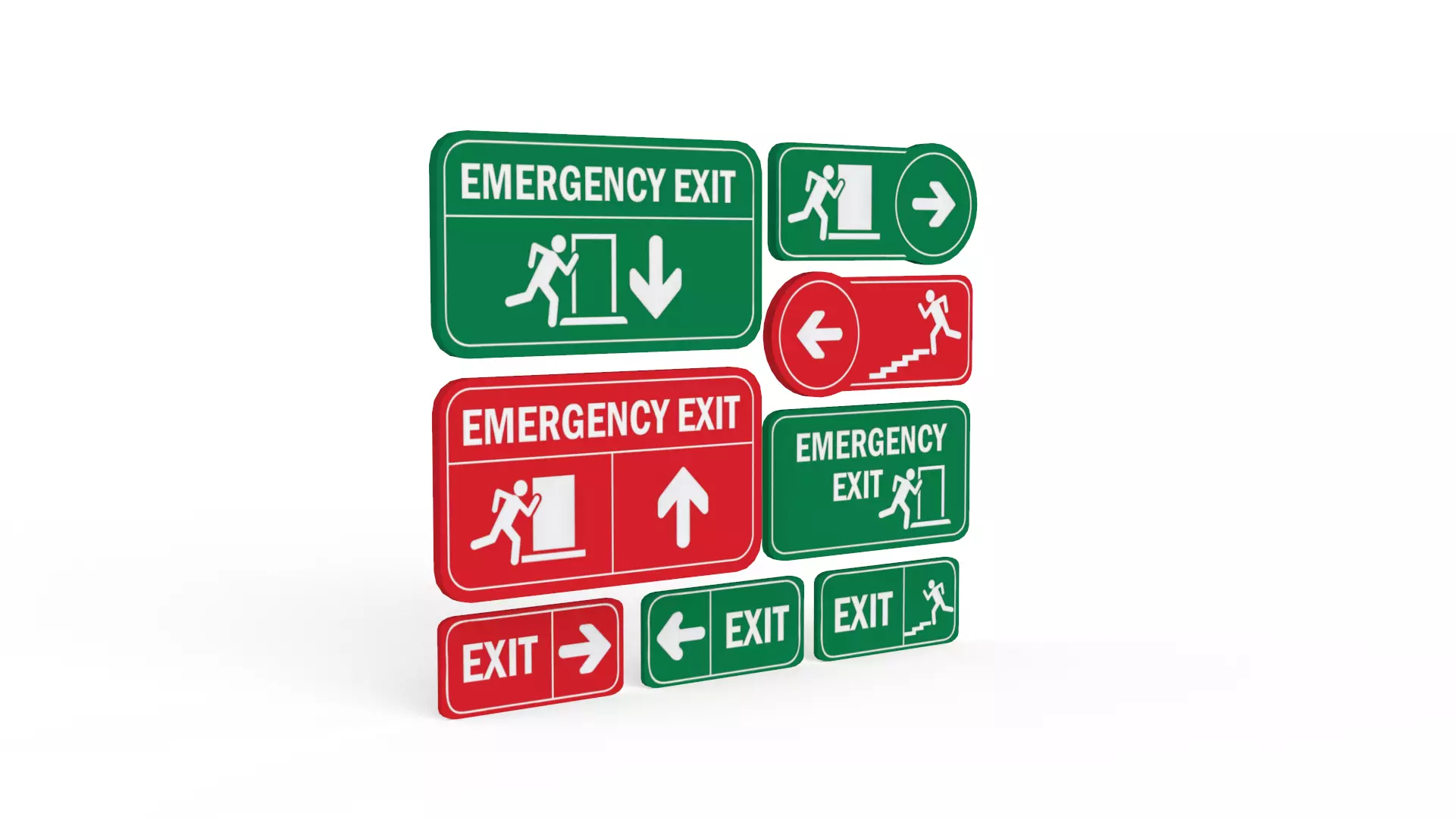 Exit sign collection 3d Low-poly 3D model_0