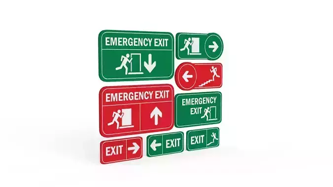 Exit sign collection 3d