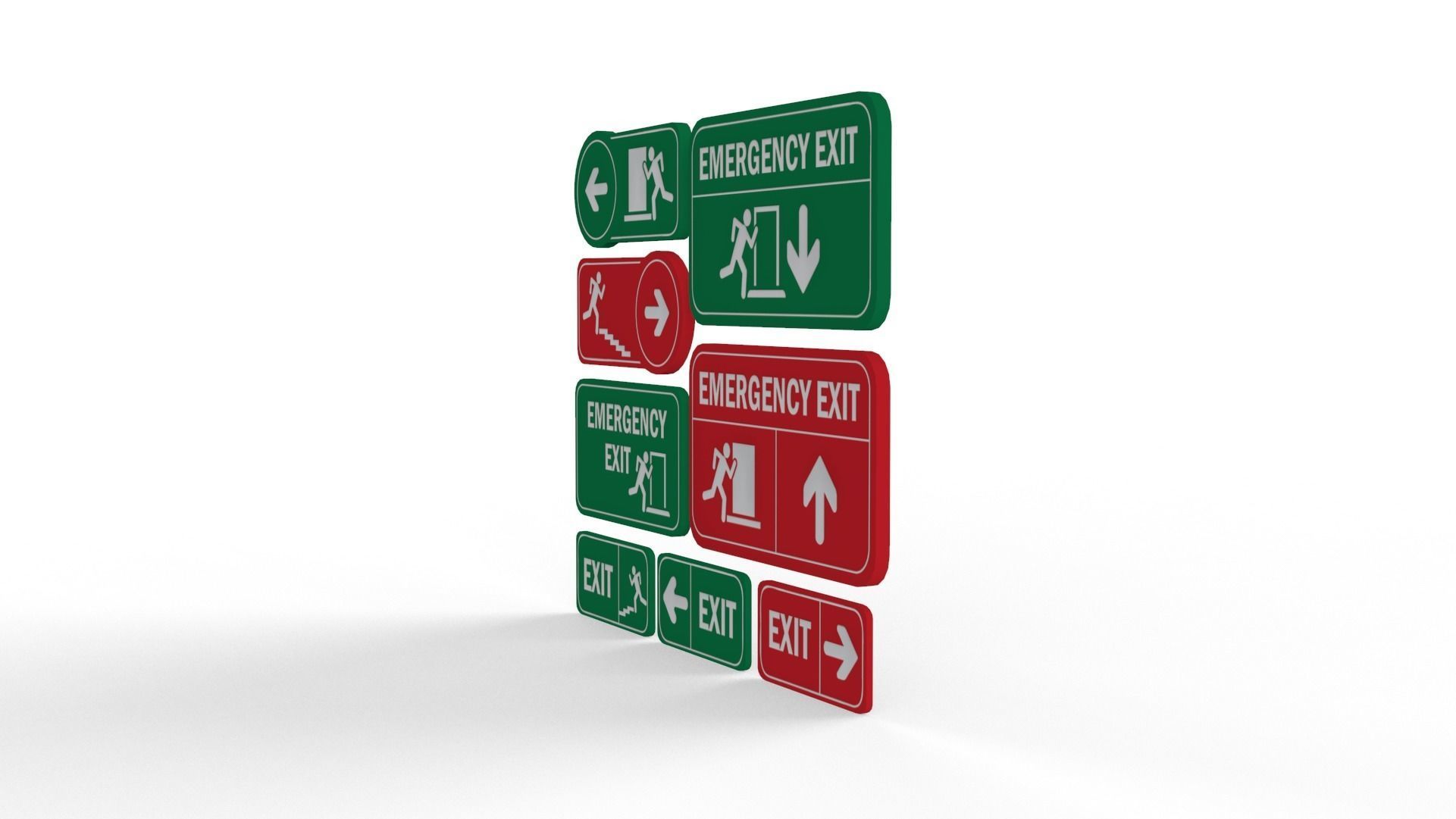 Exit sign collection 3d Low-poly 3D model_2