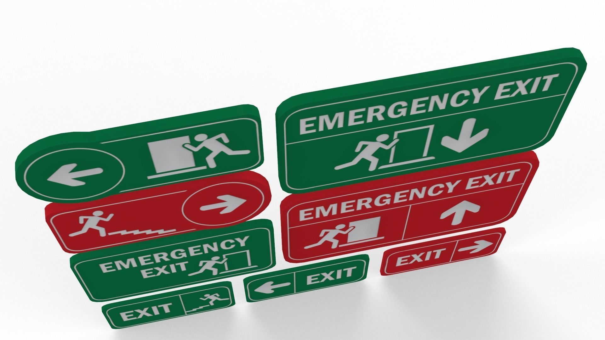Exit sign collection 3d Low-poly 3D model_3