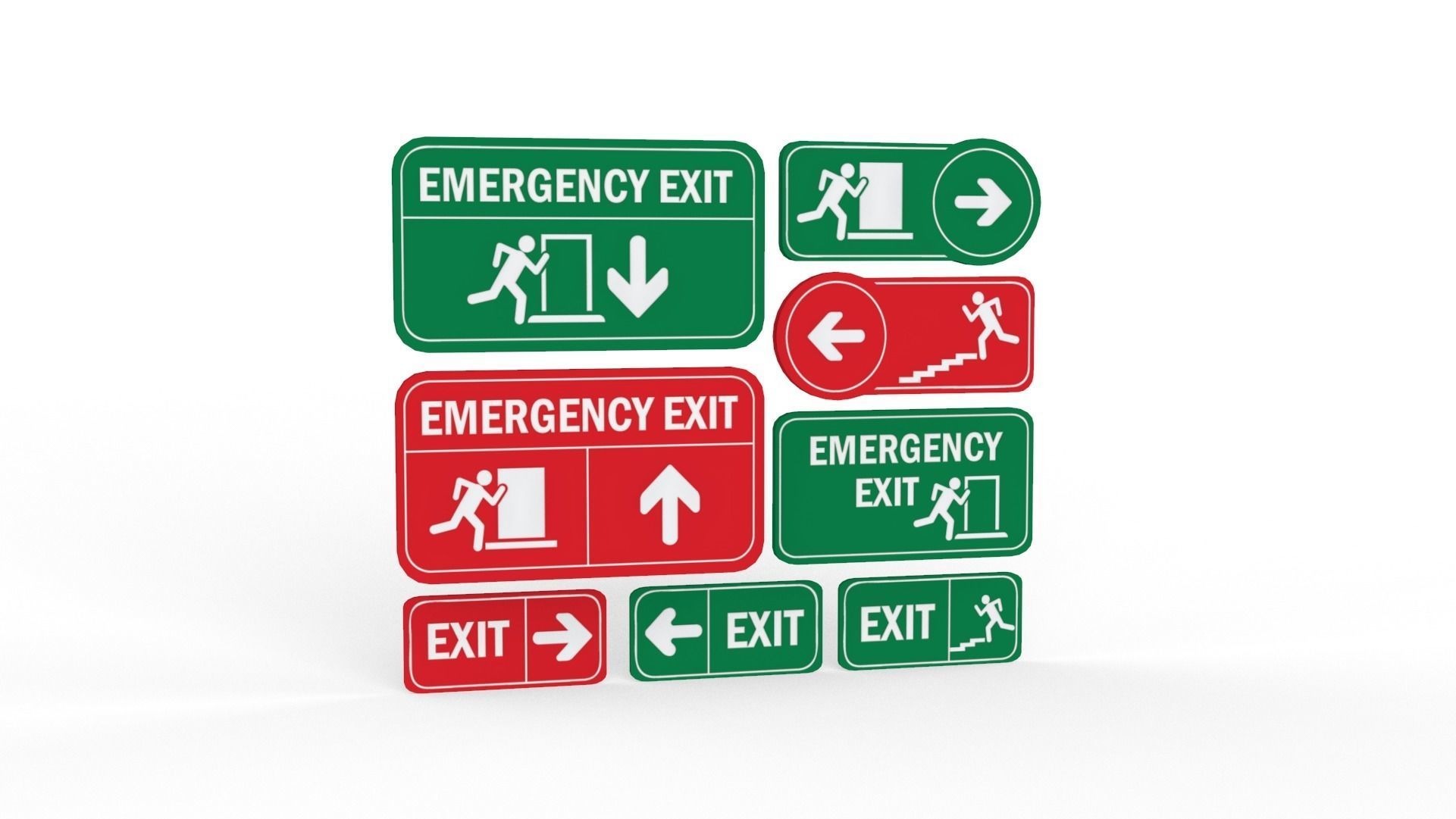 Exit sign collection 3d Low-poly 3D model_1
