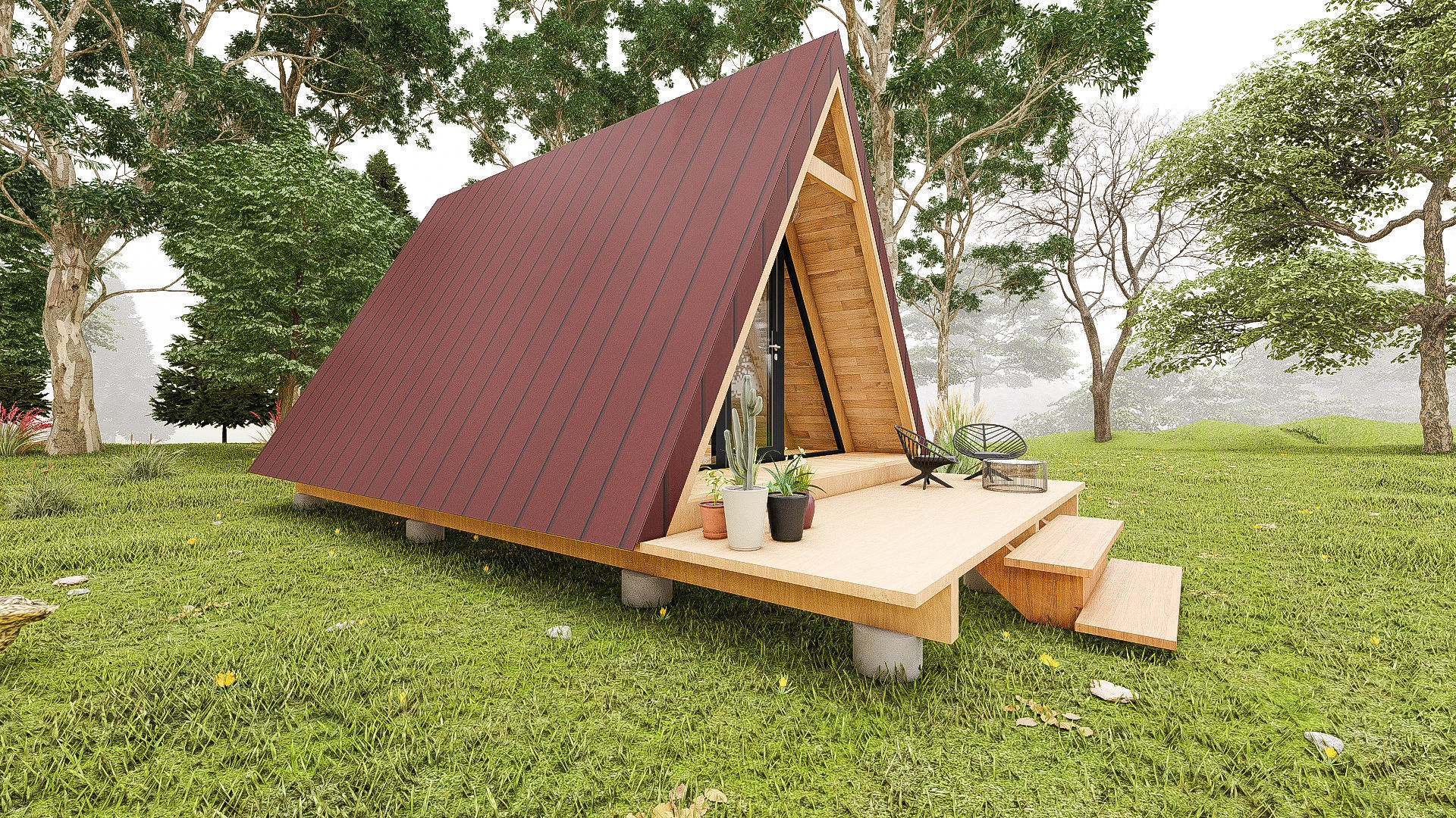  Modern A-Frame cabin 3D model 3D model_4