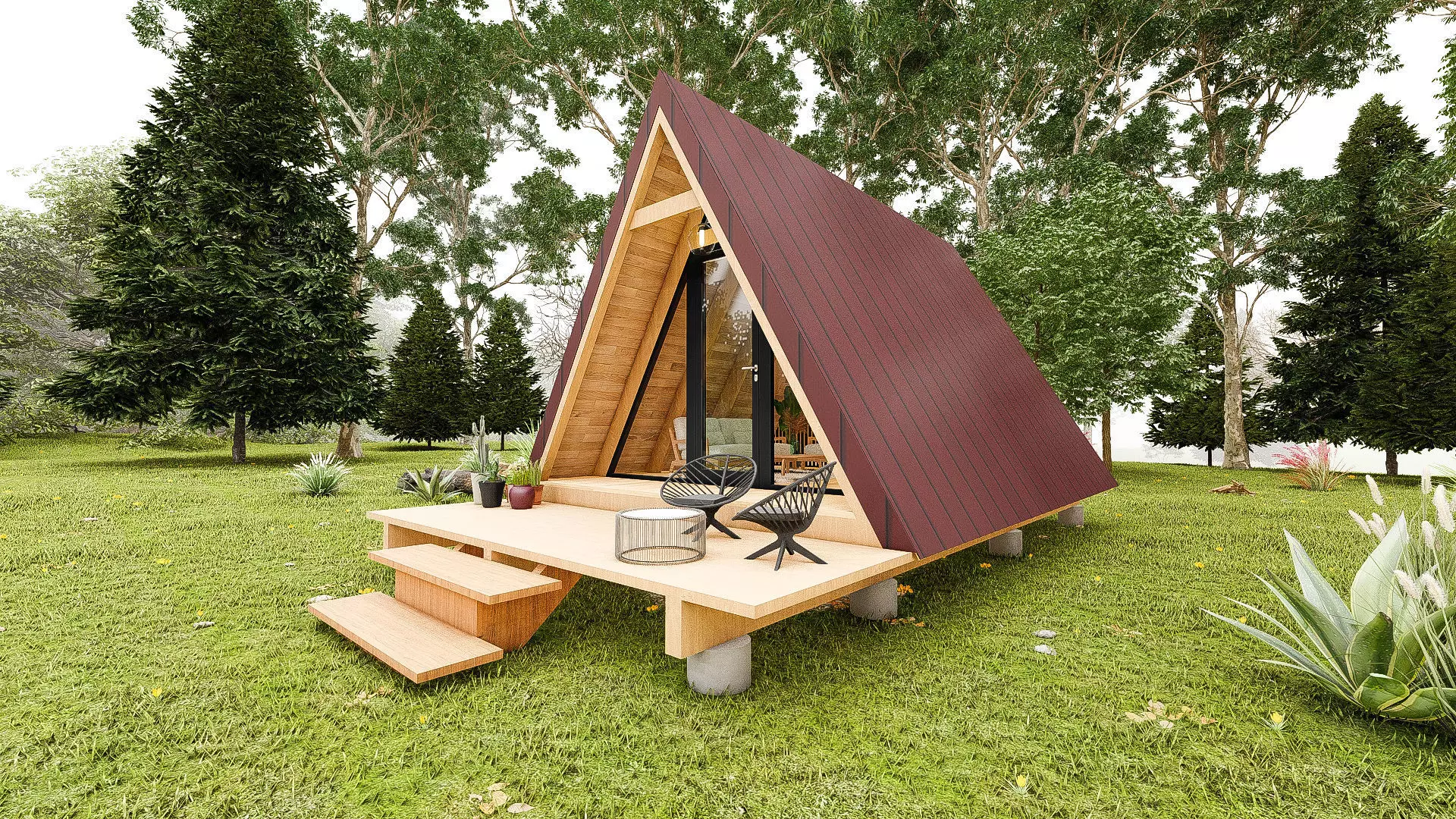  Modern A-Frame cabin 3D model 3D model_0