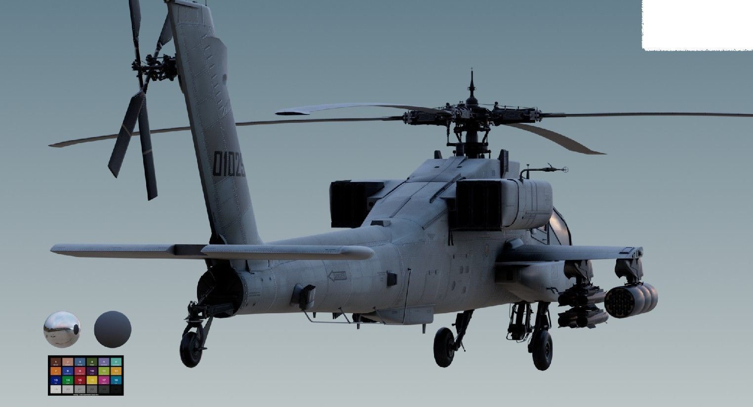 AH-64 Apache attack helicopter 3D model_1