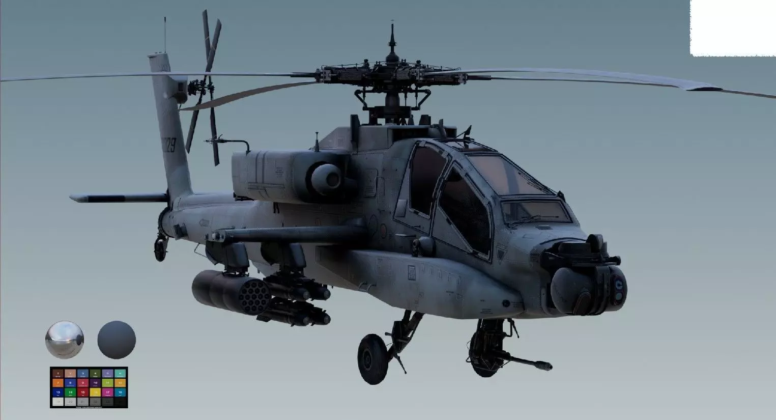 AH-64 Apache attack helicopter 3D model_0